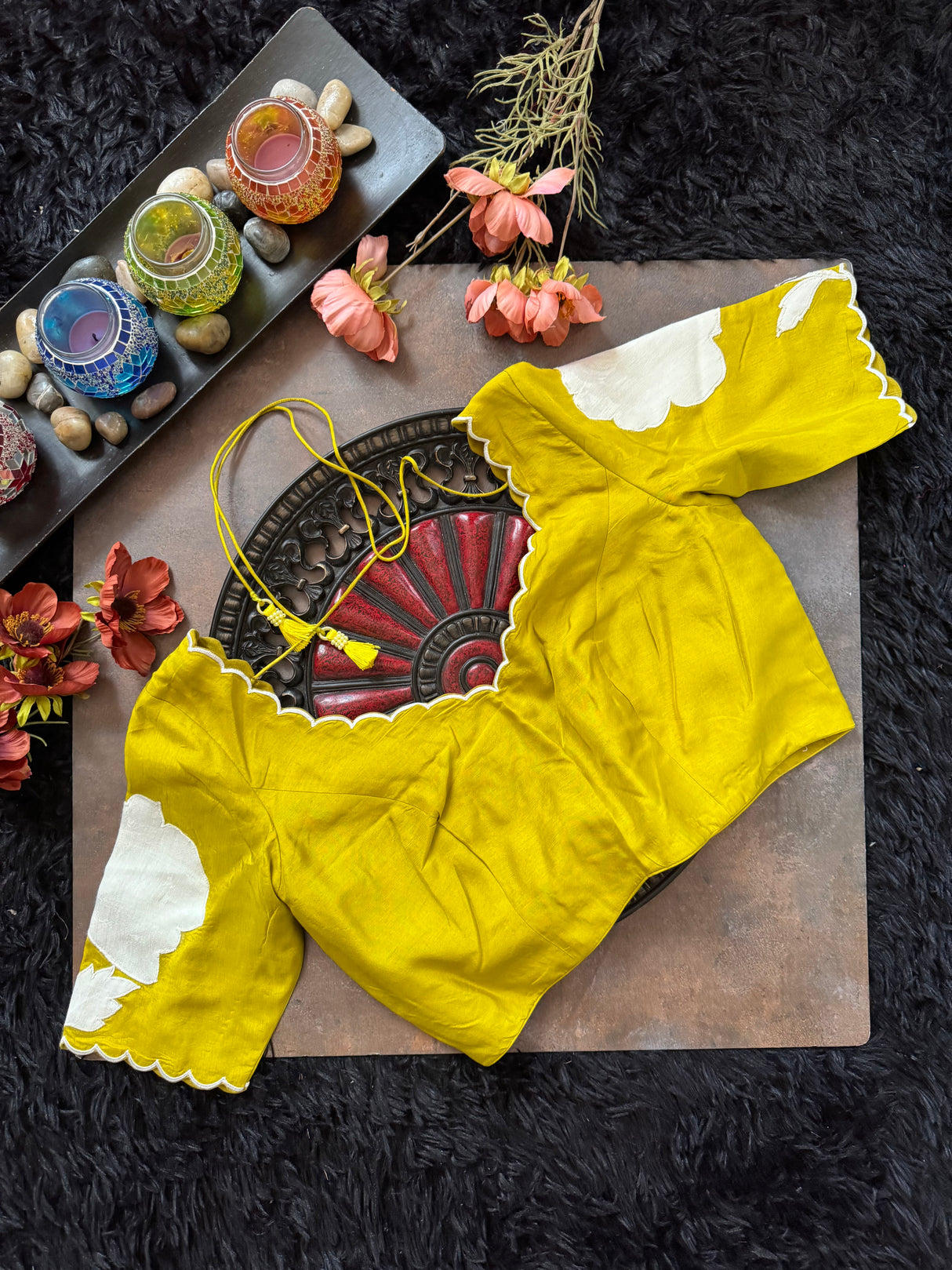 Soft Chartreuse Organza With Applique