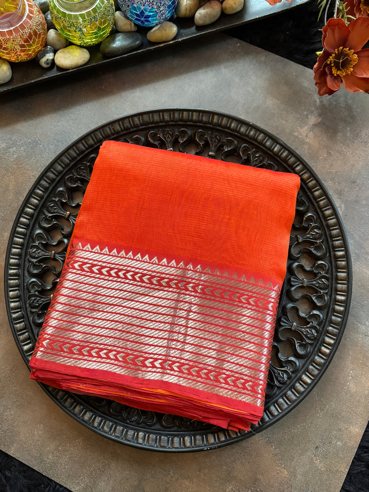 Orange Mangalagiri Pattu