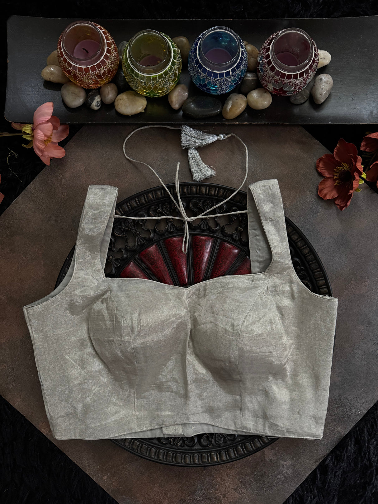 Silver Tissue Sleeveless Blouse 36