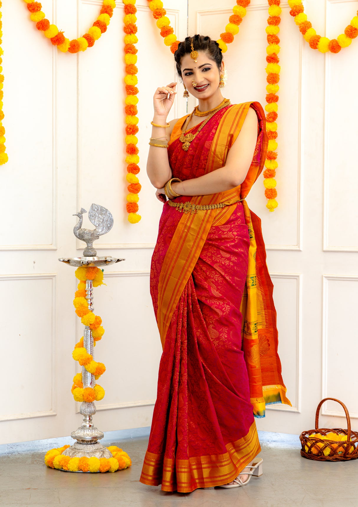 Brocade Paithani Handloom Pure Silk With Stitched Blouse