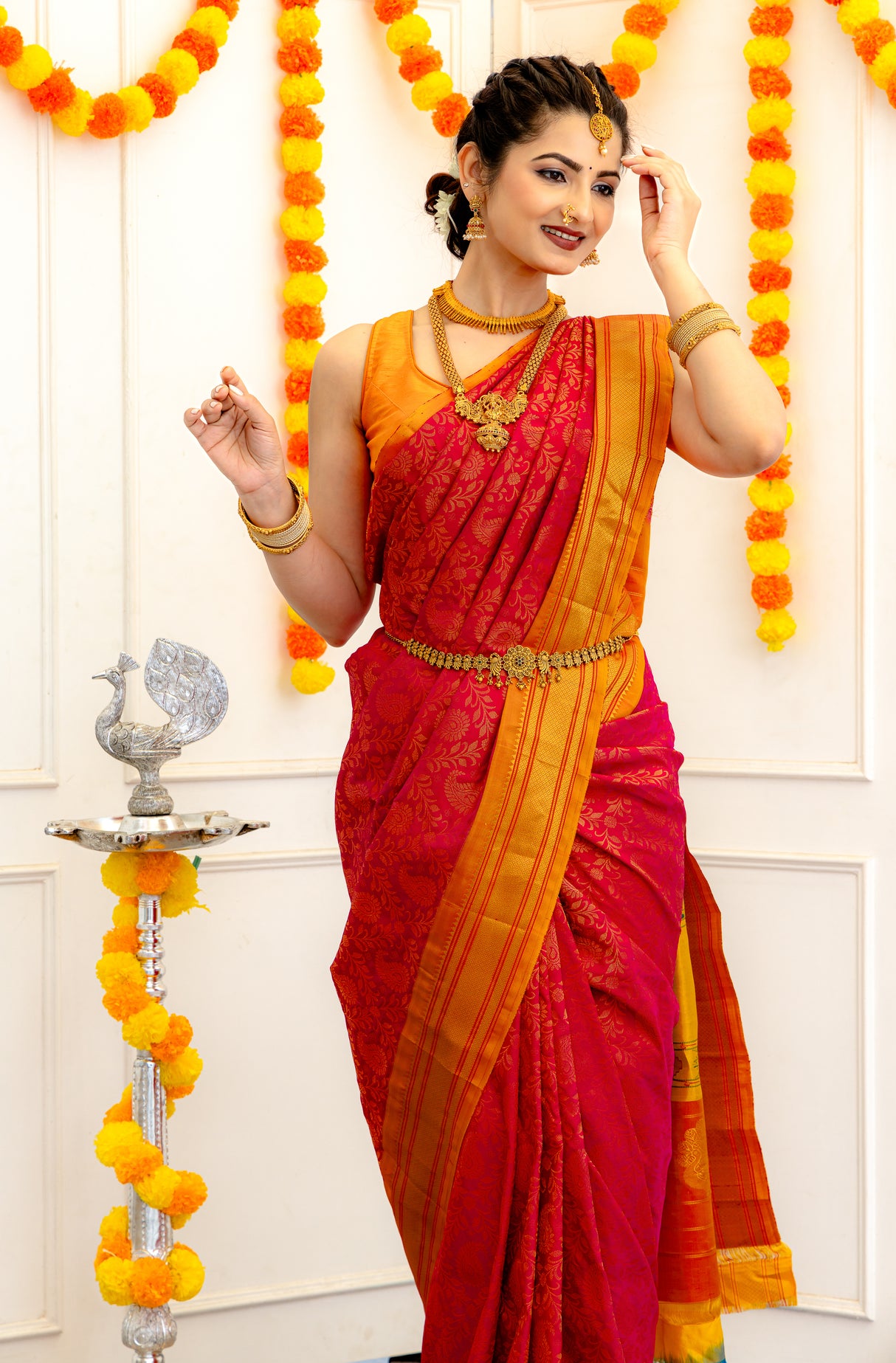 Brocade Paithani Handloom Pure Silk With Stitched Blouse