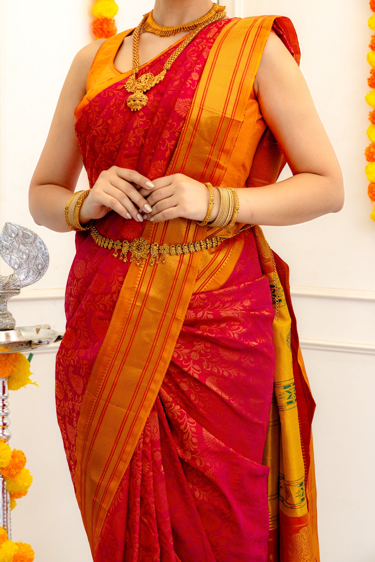 Brocade Paithani Handloom Pure Silk With Stitched Blouse