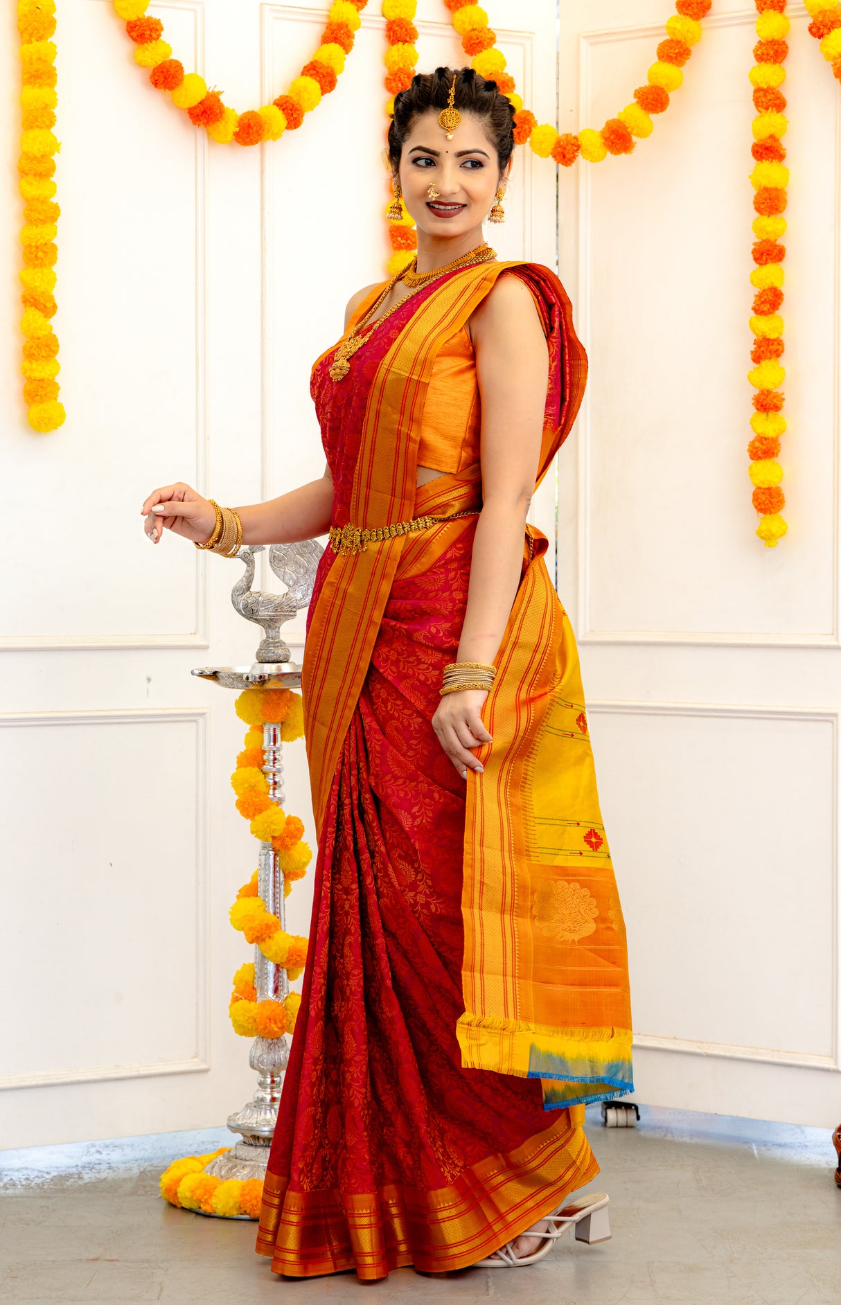 Brocade Paithani Handloom Pure Silk With Stitched Blouse
