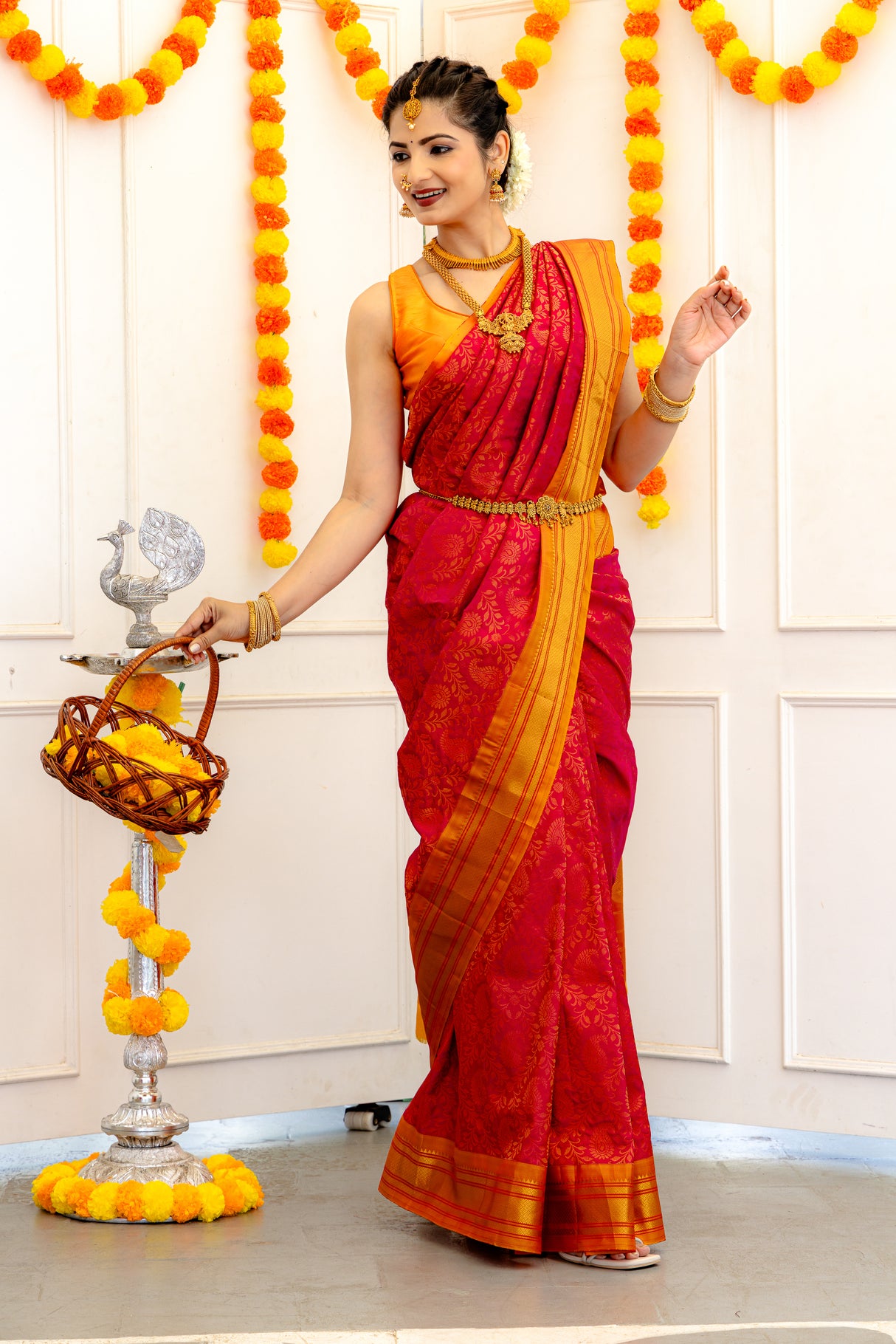 Brocade Paithani Handloom Pure Silk With Stitched Blouse
