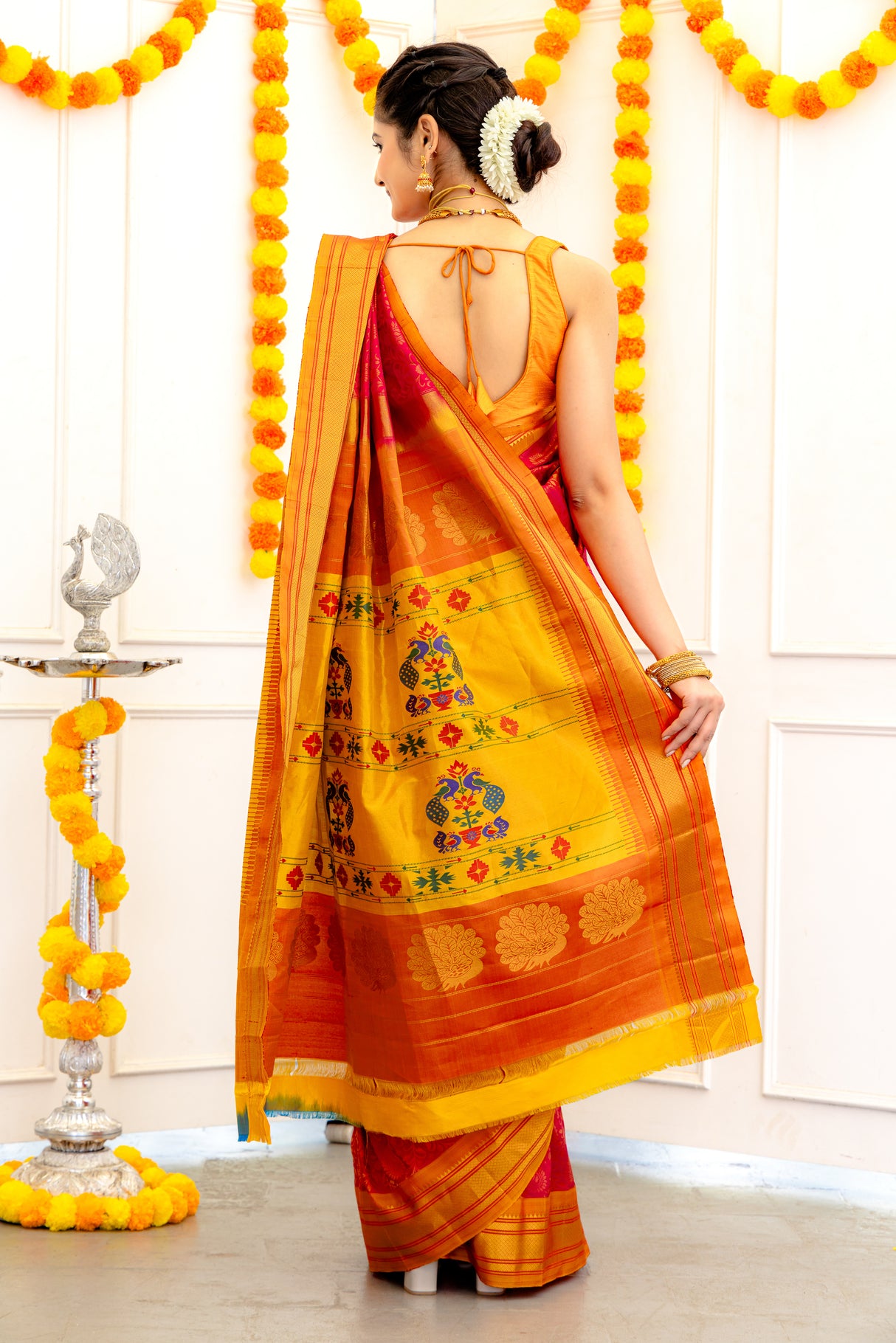 Brocade Paithani Handloom Pure Silk With Stitched Blouse