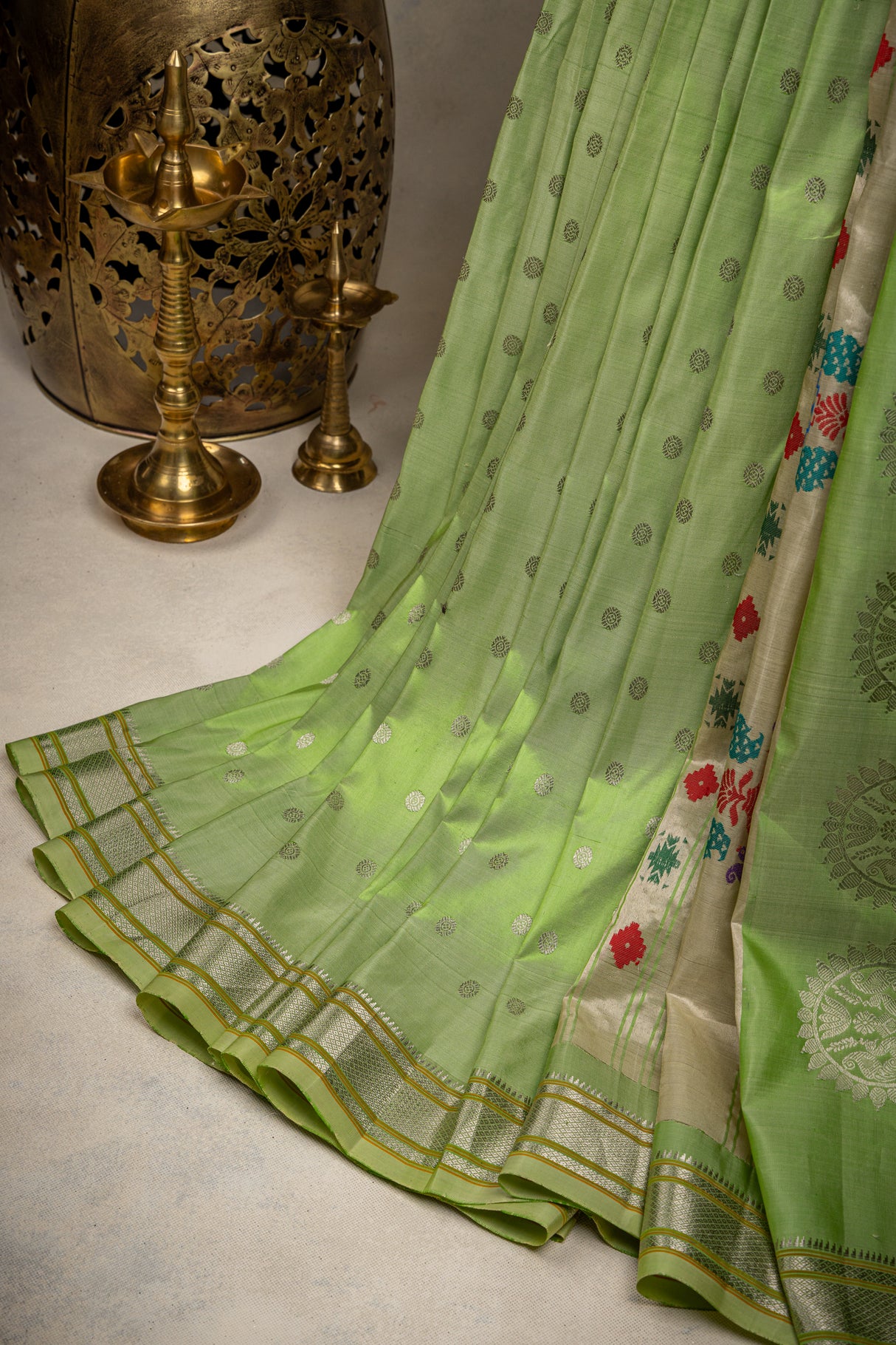 Maharani Kalanjali Pastel shade Silver Zari