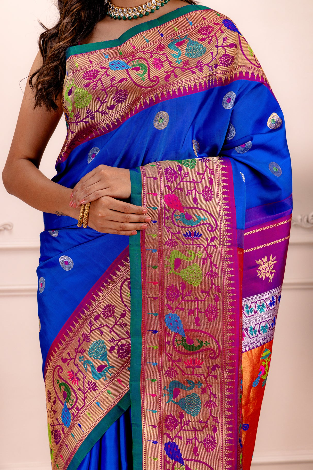 Exclusive Gadwal Paithani FUSION Handloom Pure Silk Royal Blue