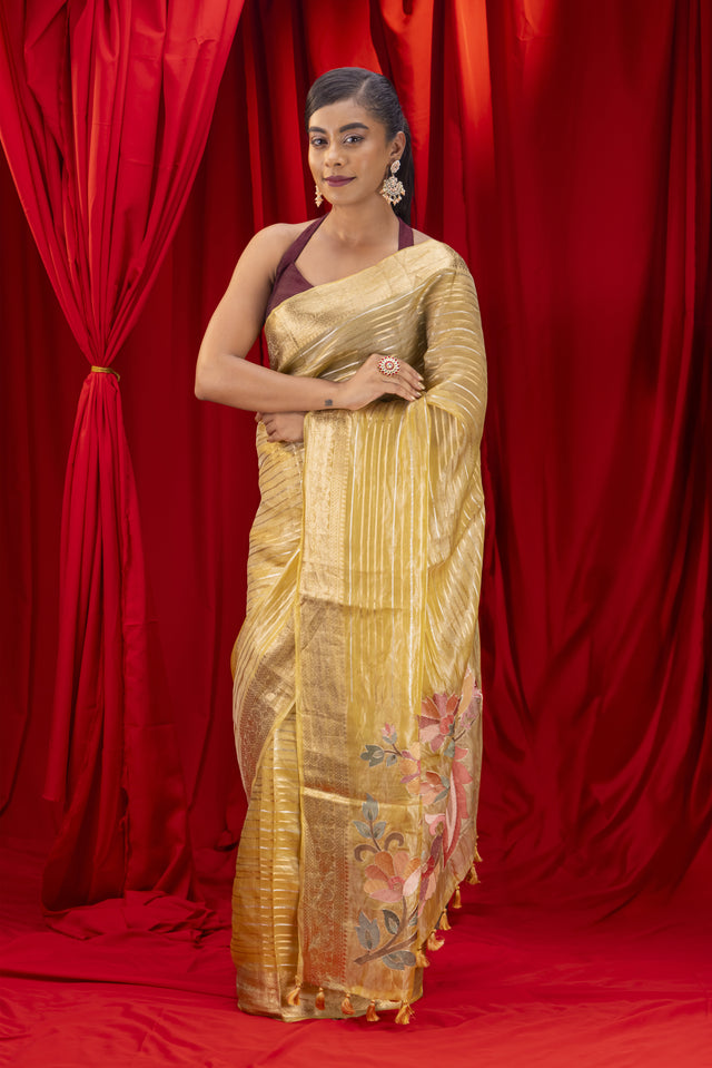 Organza Silk With Embroidered Paithani Pallu saree