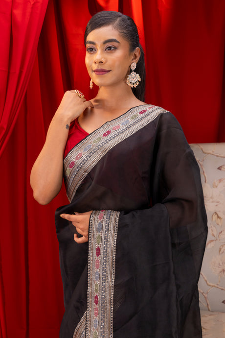 Kora organza saree with blouse