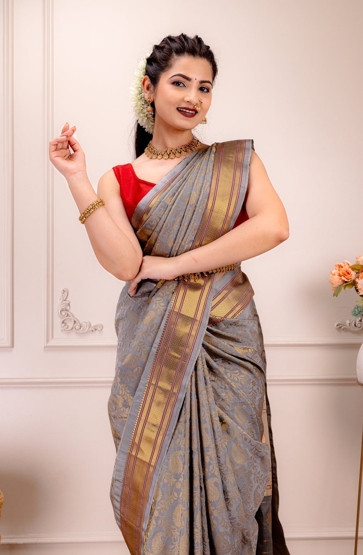 Brocade Maharani Paithani Fusion Handloom Pure Silk