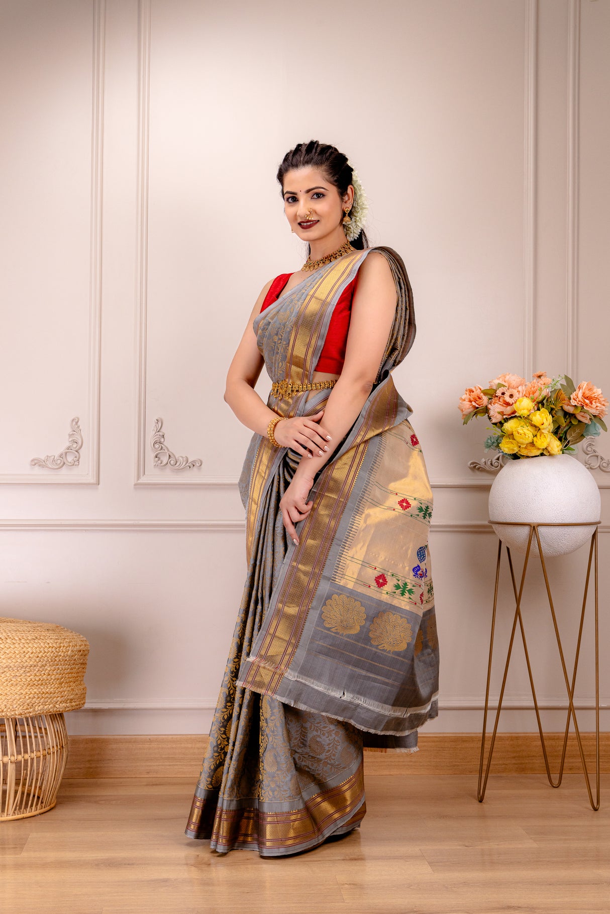 Brocade Maharani Paithani Fusion Handloom Pure Silk