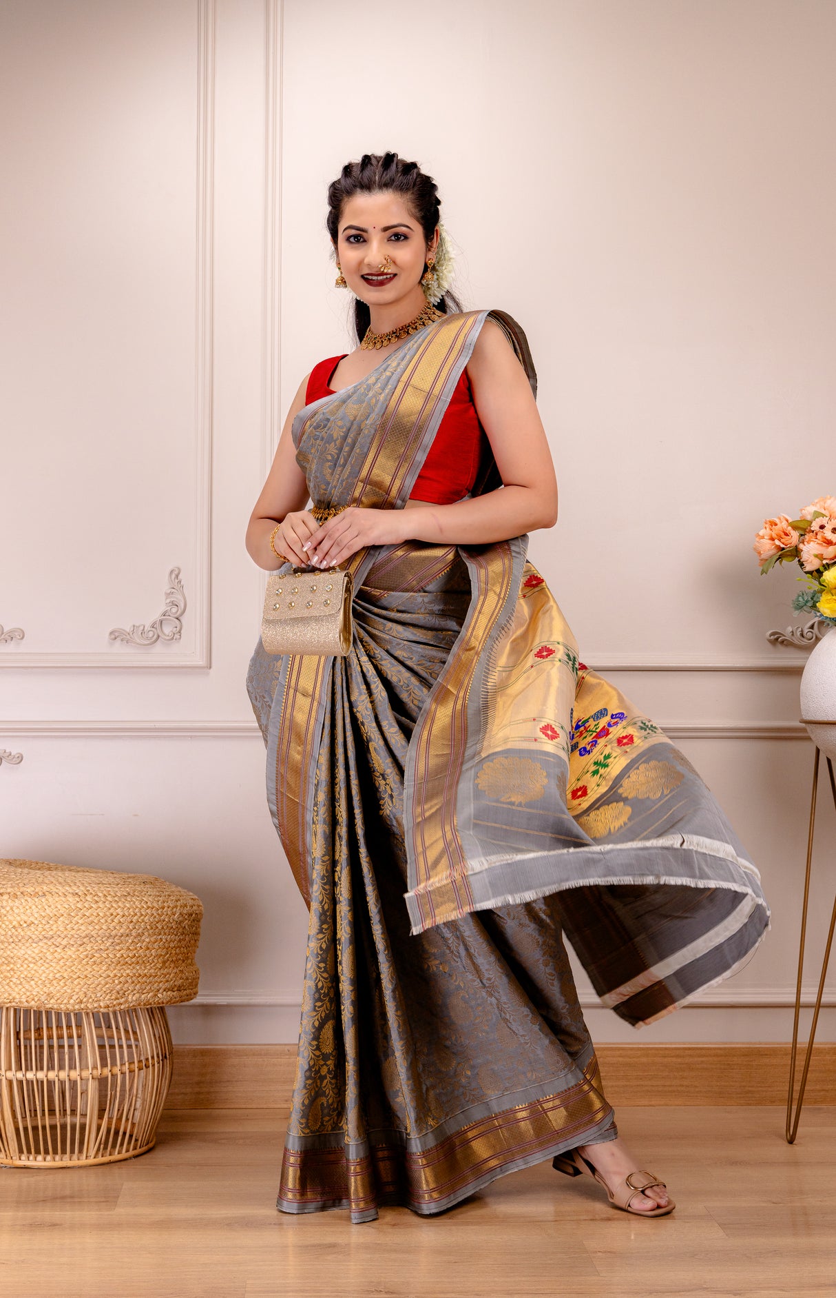 Brocade Maharani Paithani Fusion Handloom Pure Silk