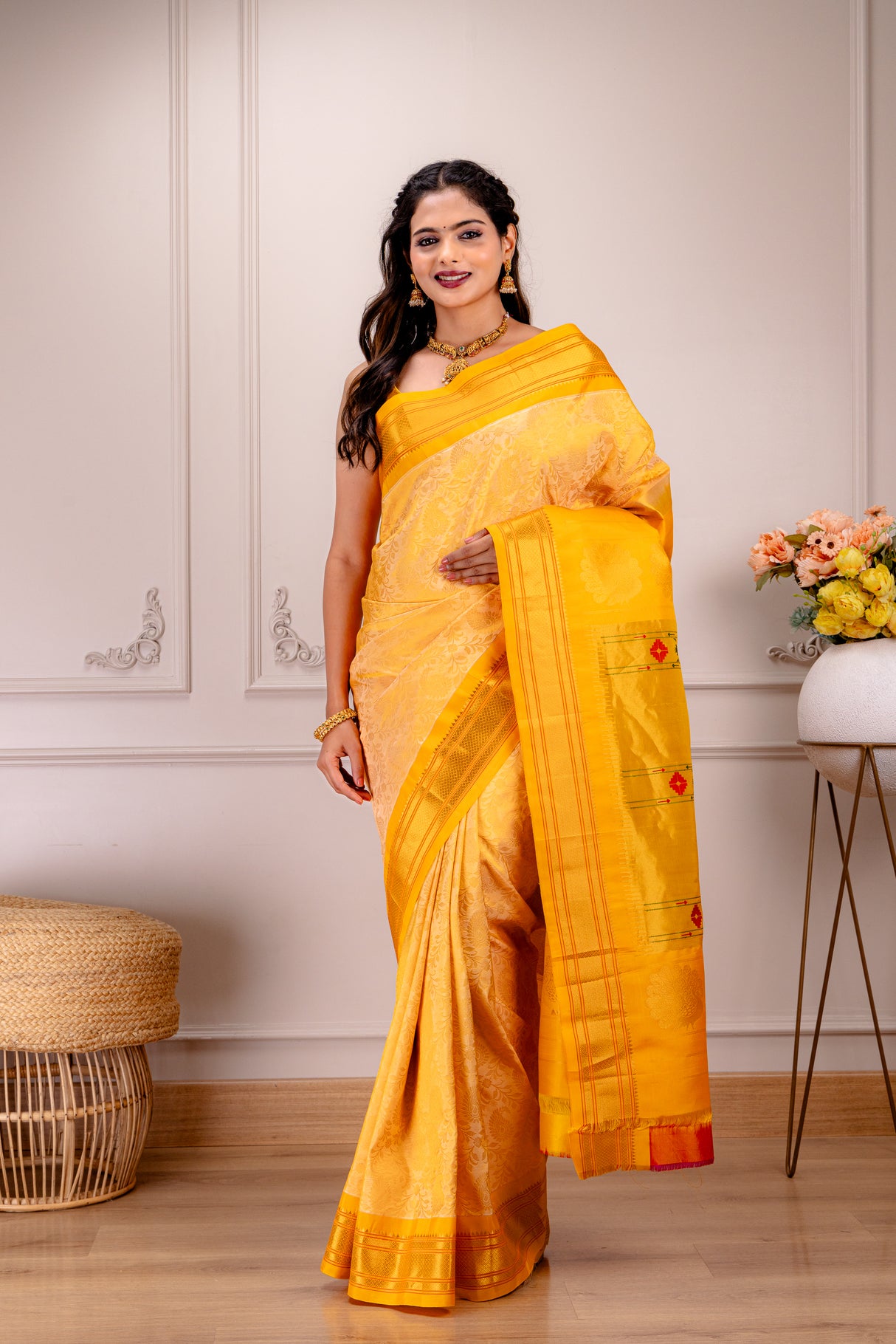Brocade  Maharani Paithani Handloom Pure silk