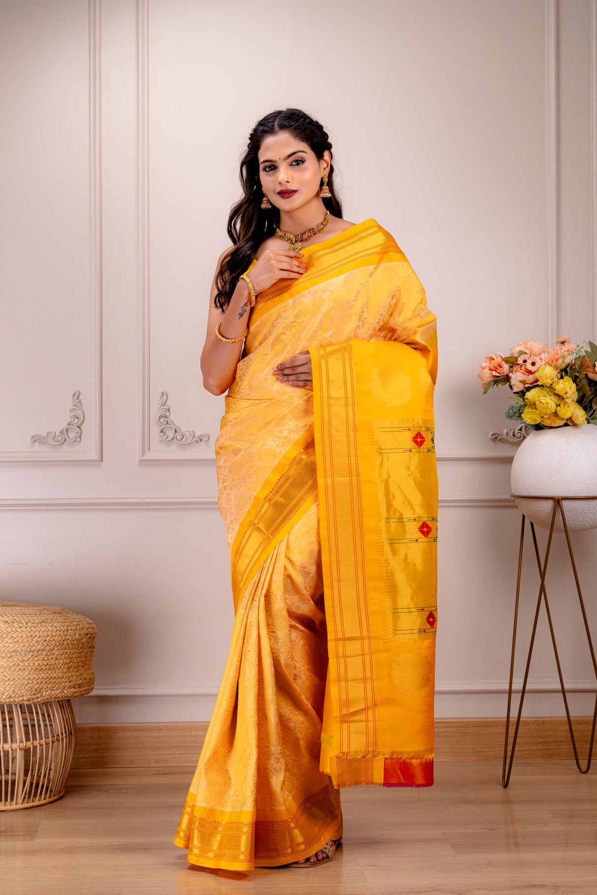 Brocade  Maharani Paithani Handloom Pure silk