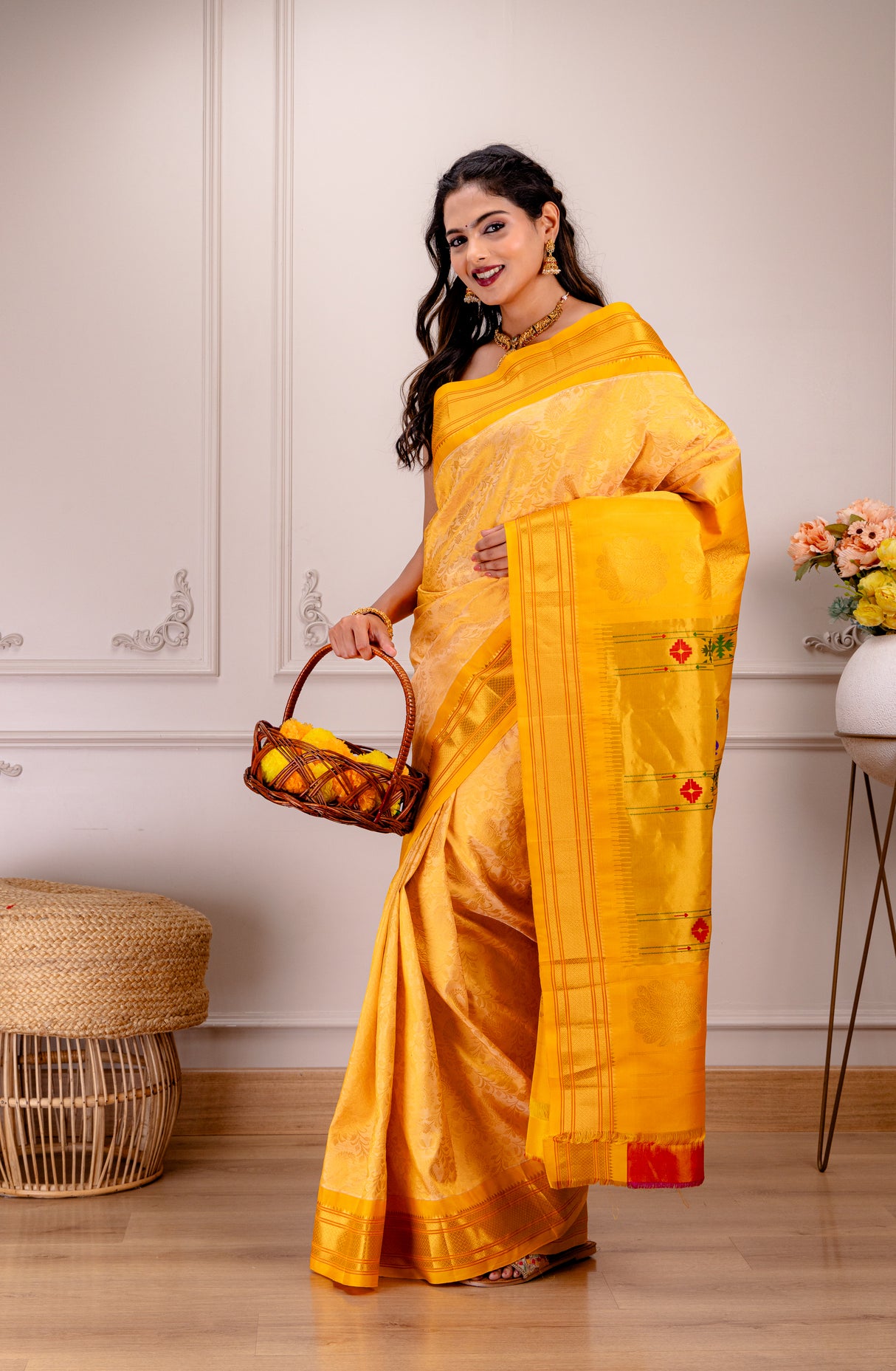 Brocade  Maharani Paithani Handloom Pure silk