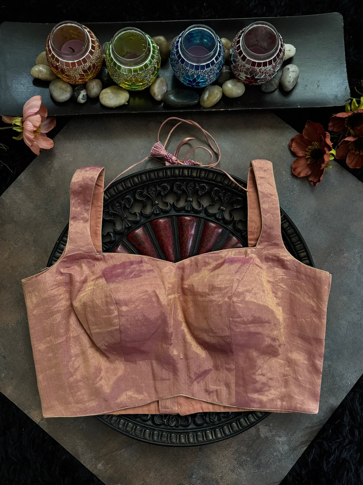 Pink Tissue Sleeveless Blouse 36