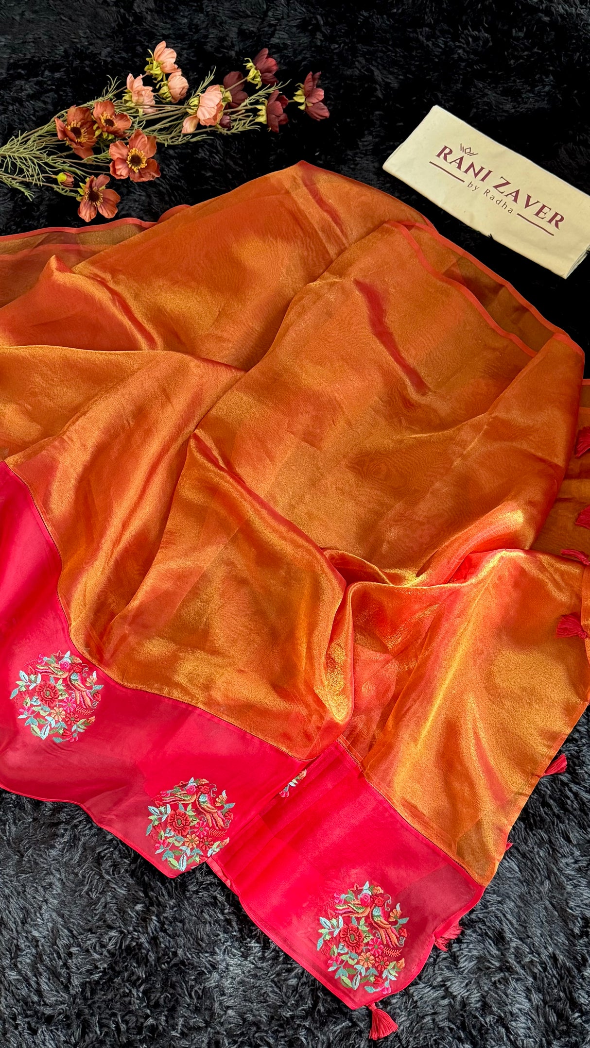 Metallic Tissue with Rust Organza