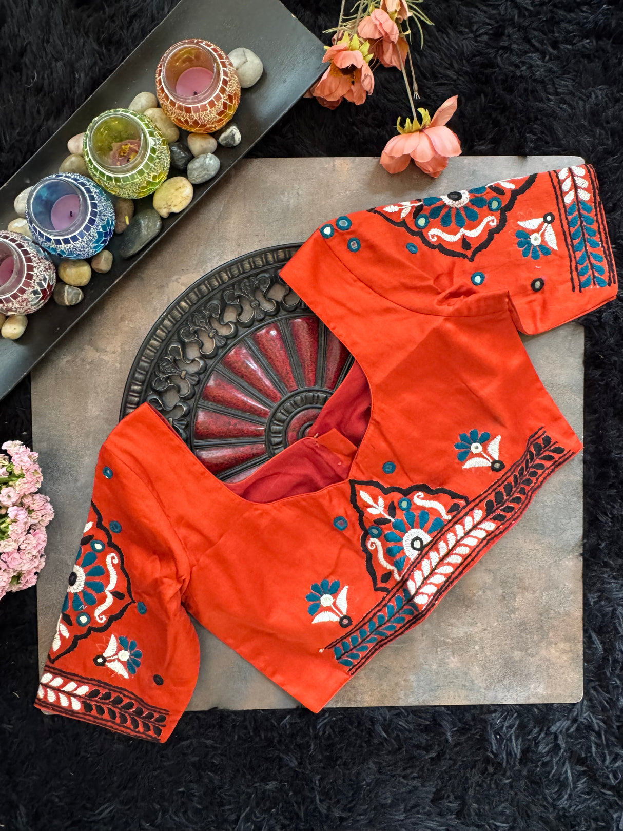 Rust Hand Embroidered Blouse 40