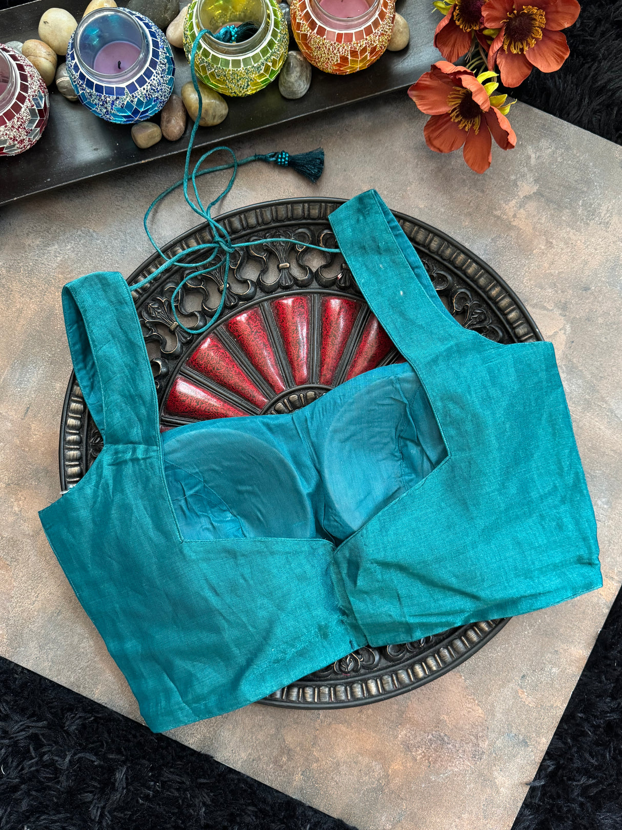 Teal Tissue Sleeveless Blouse 36