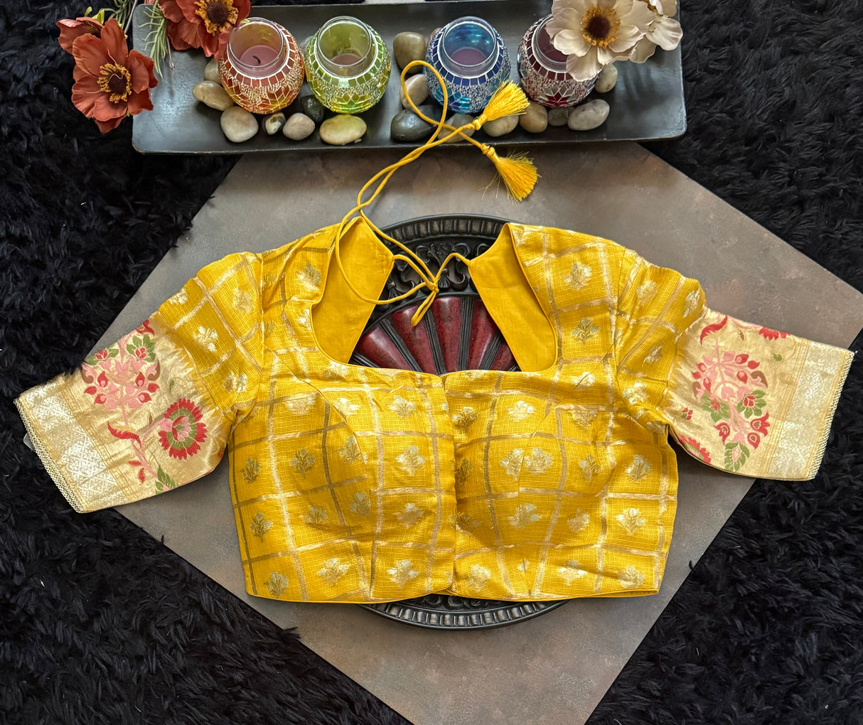 Yellow Organza with Designer Blouse