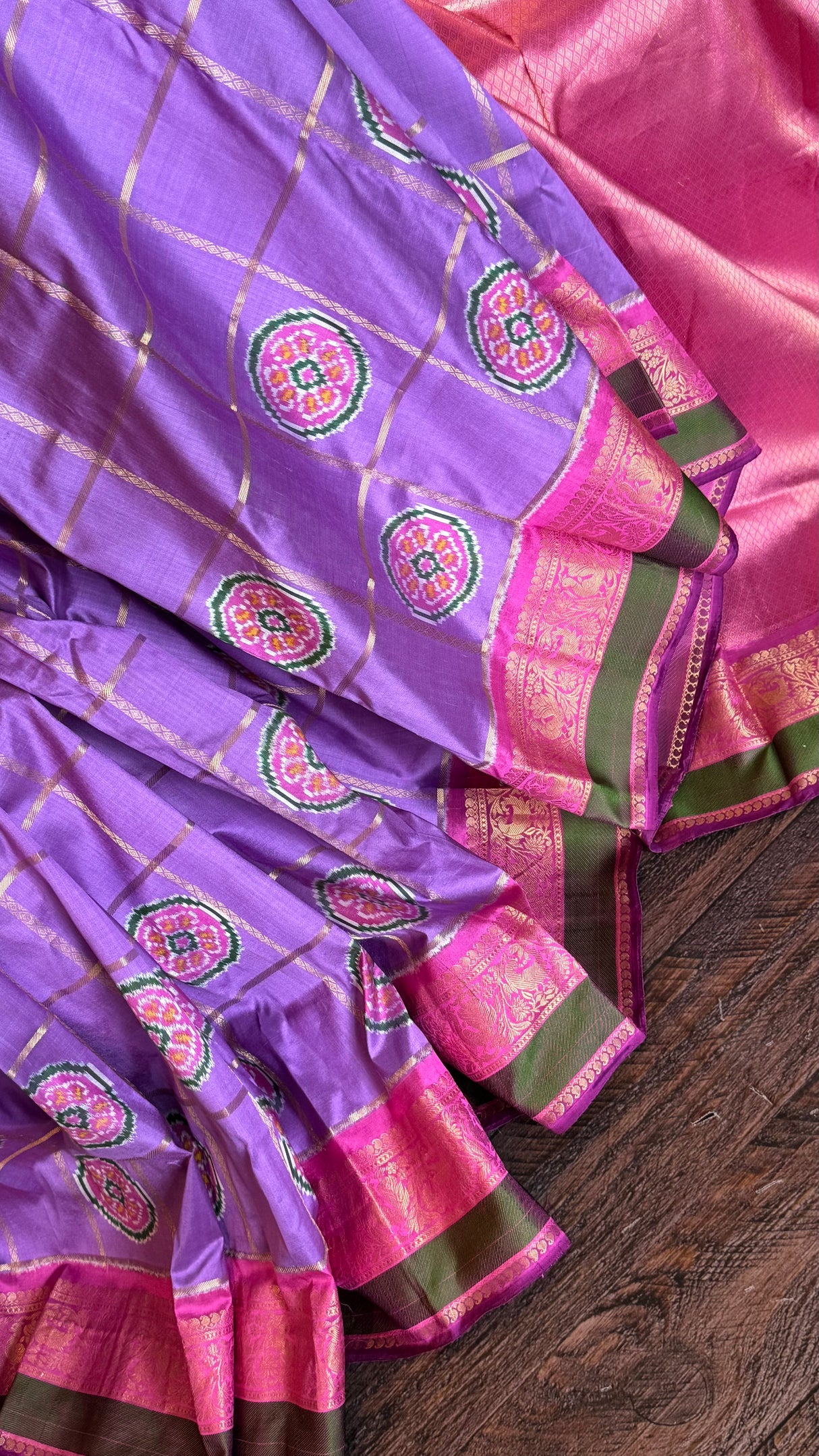 Lavender Ikkat Kanchi Fusion Handloom Pure Silk