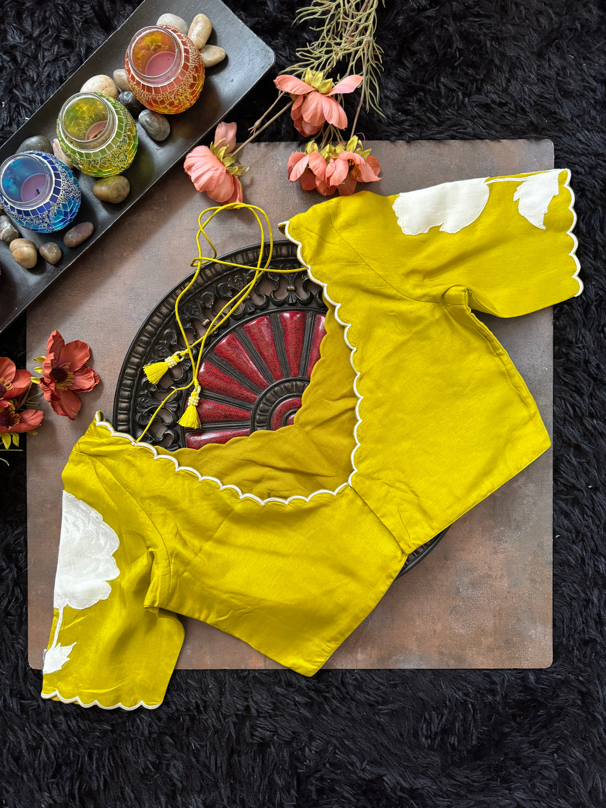 Soft Chartreuse Organza With Applique