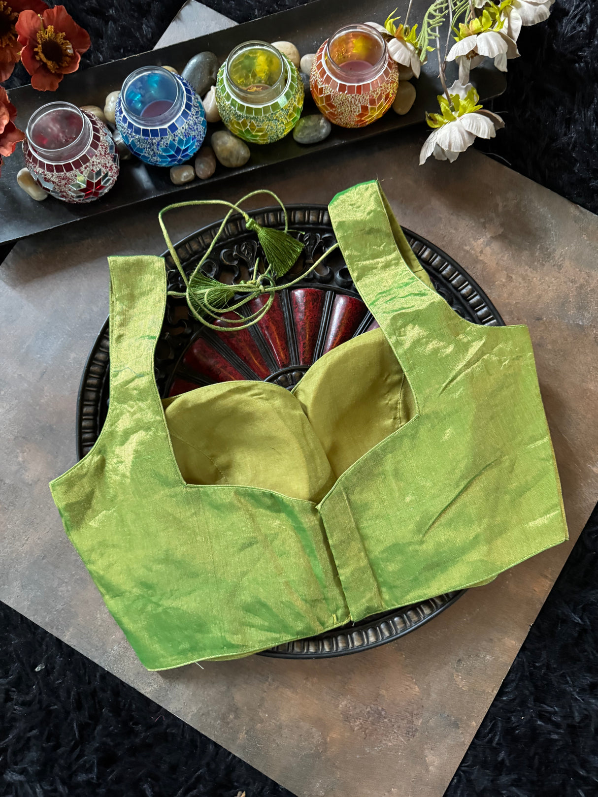 Green Apple Tissue Sleeveless Blouse 38