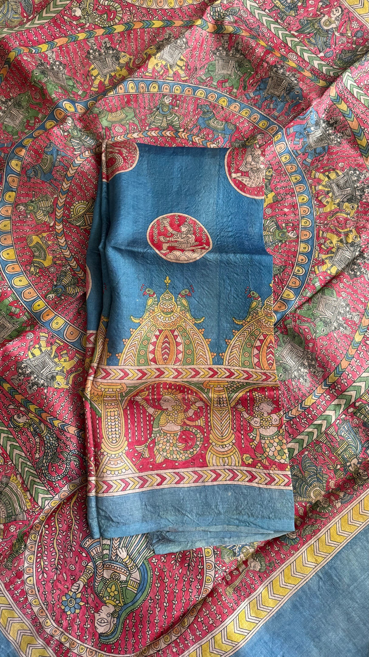 Mata Ni Pachedi - Blue - Tussar Silk
