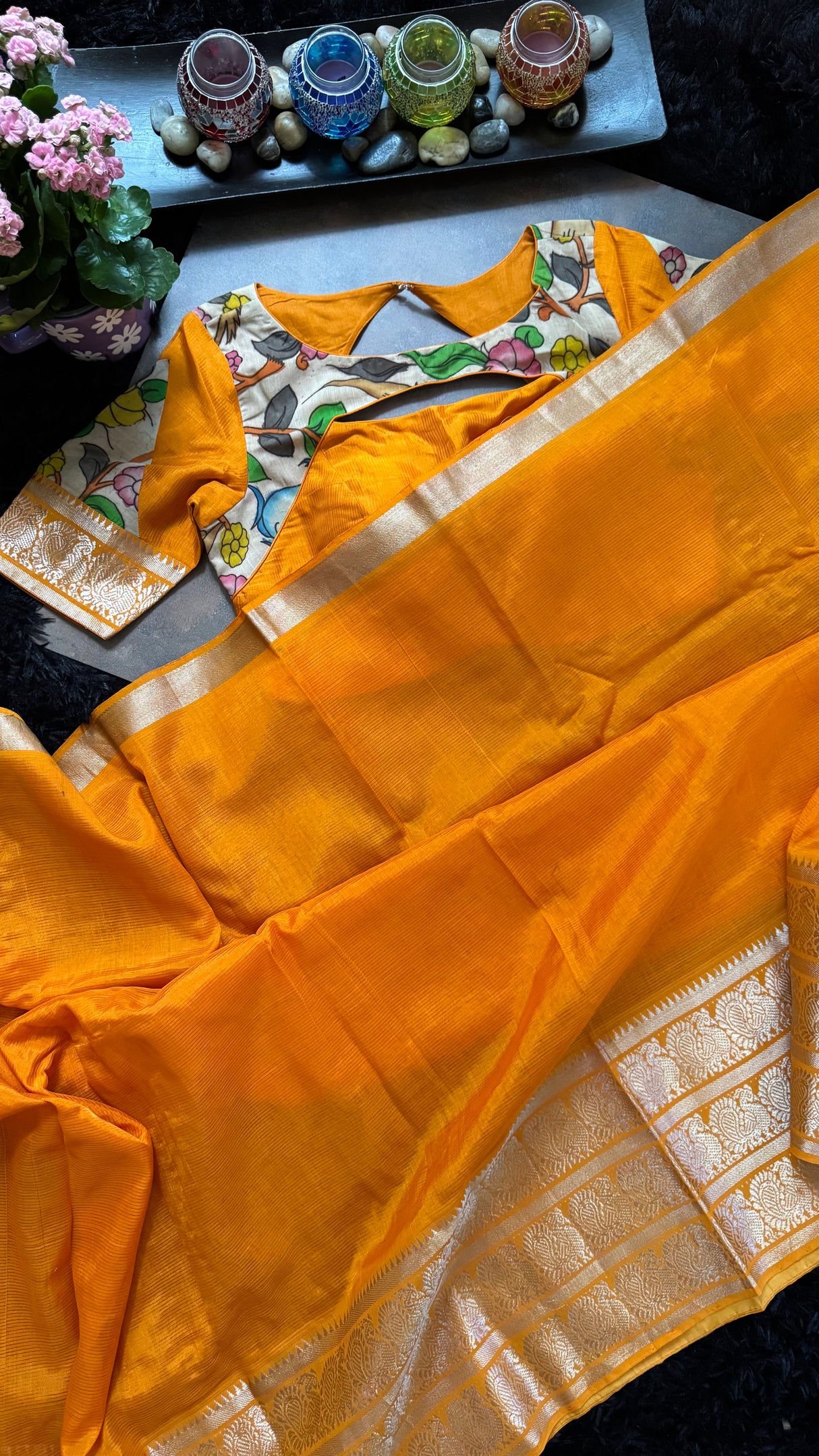 Orange Mangalgiri Pattu