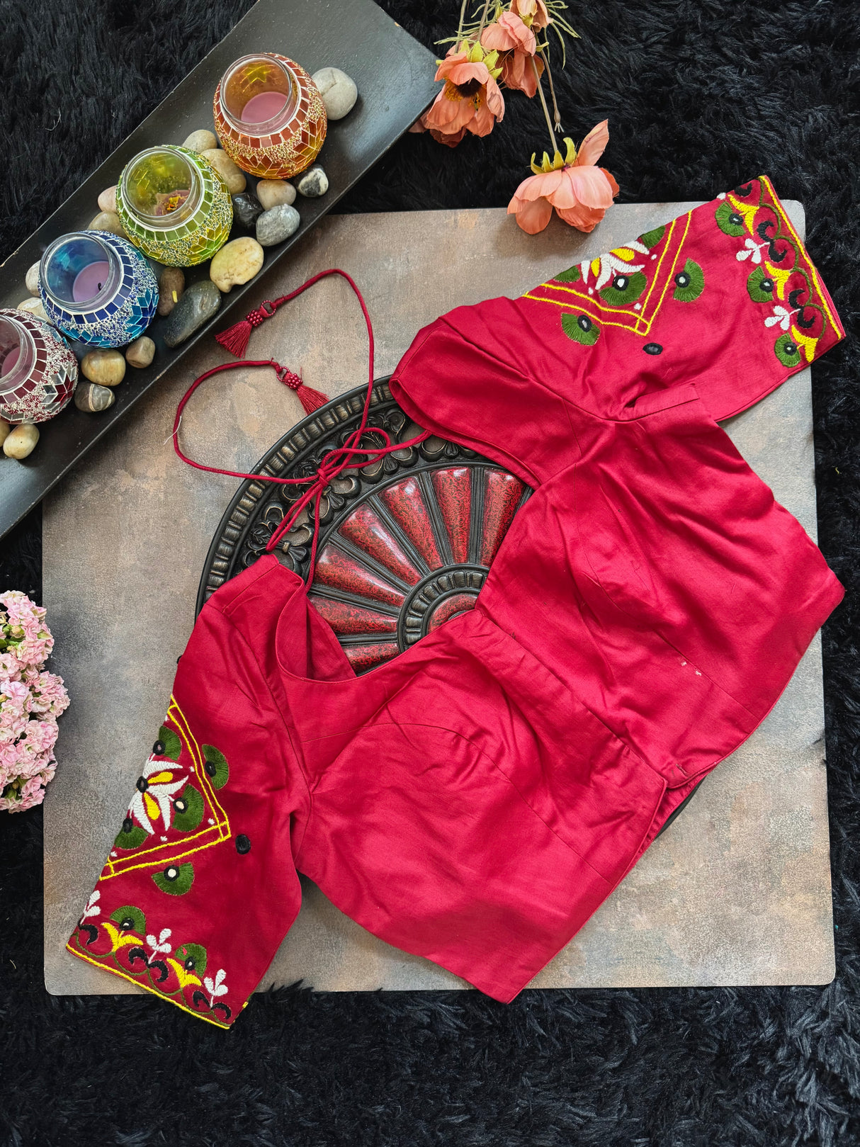 Maroon Hand Embroidered Blouse 38