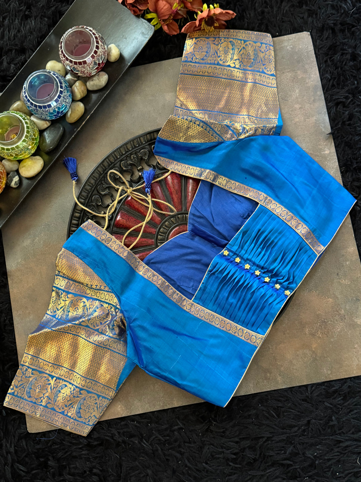 Lavender Teal Gadwal Handloom Pure Silk