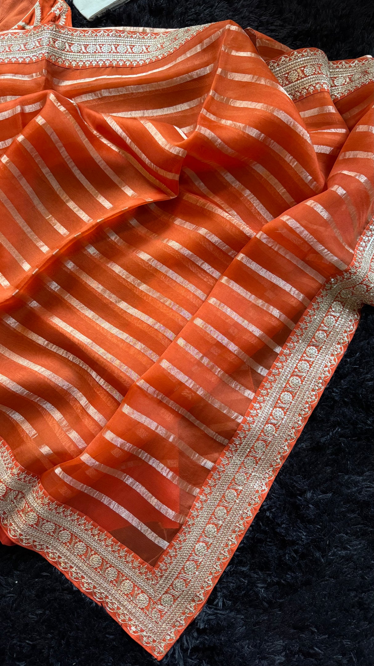Rust Orange Pure Organza