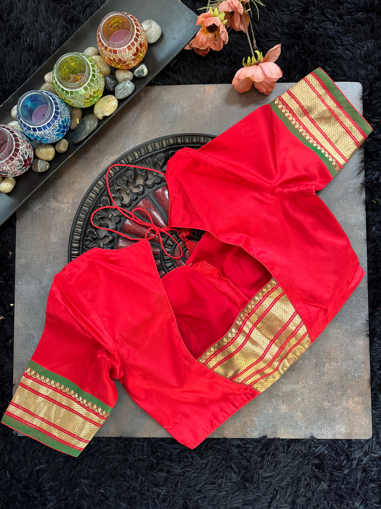Red Yeola Paithani Narali Border Handloom Pure Silk
