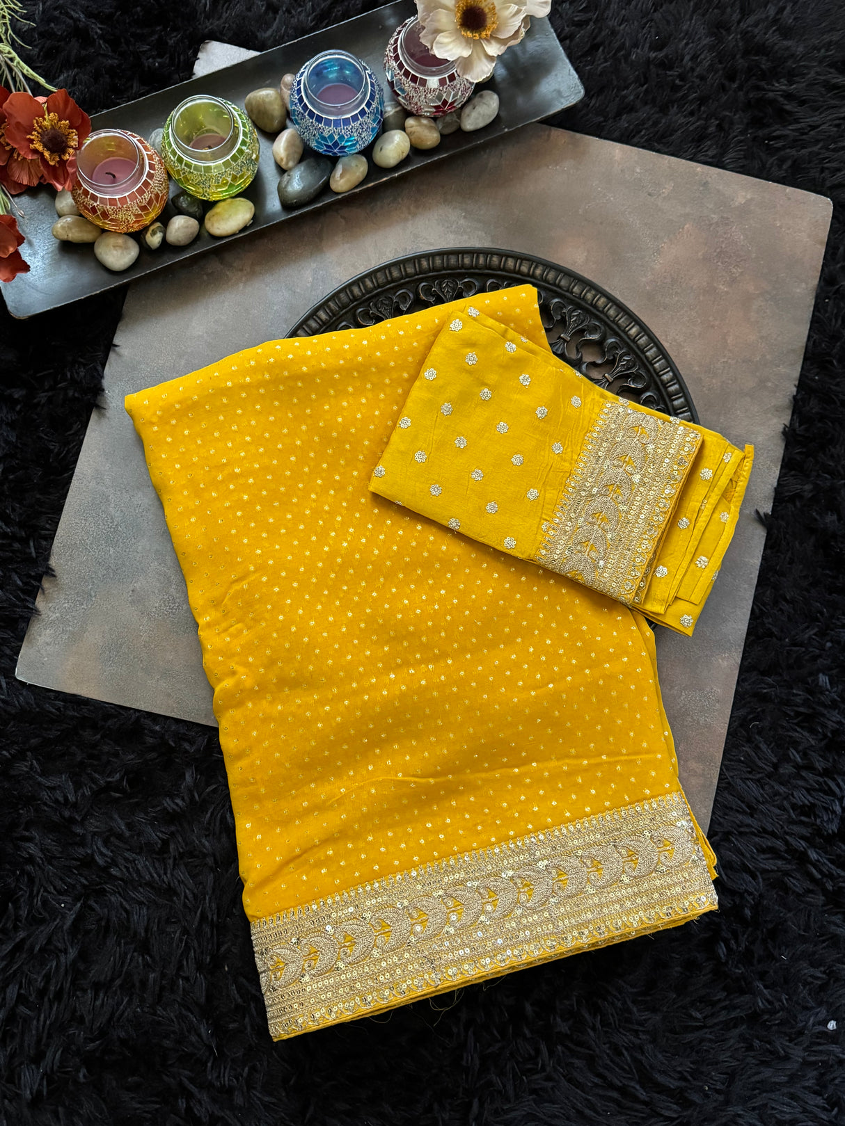 Yellow Georgette With Sabyasachi Borders