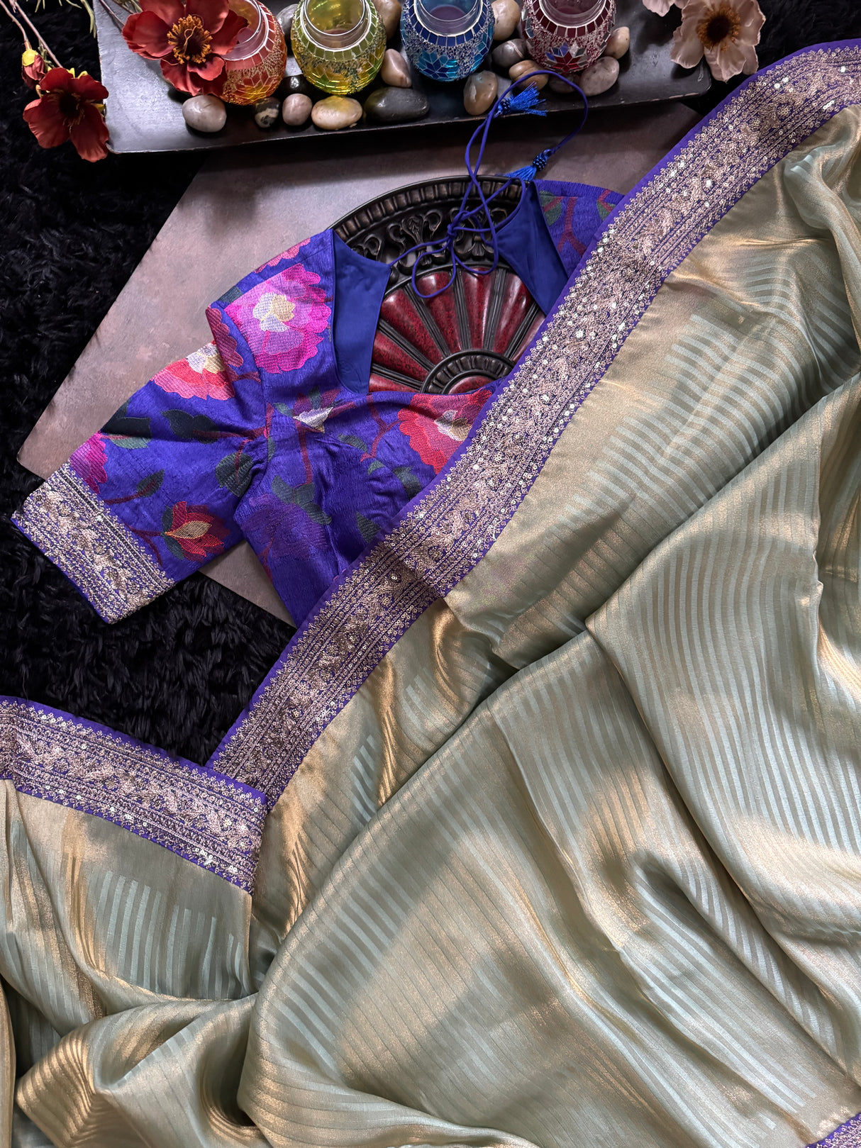 Purple Mint Green Shimmer Tissue Crepe