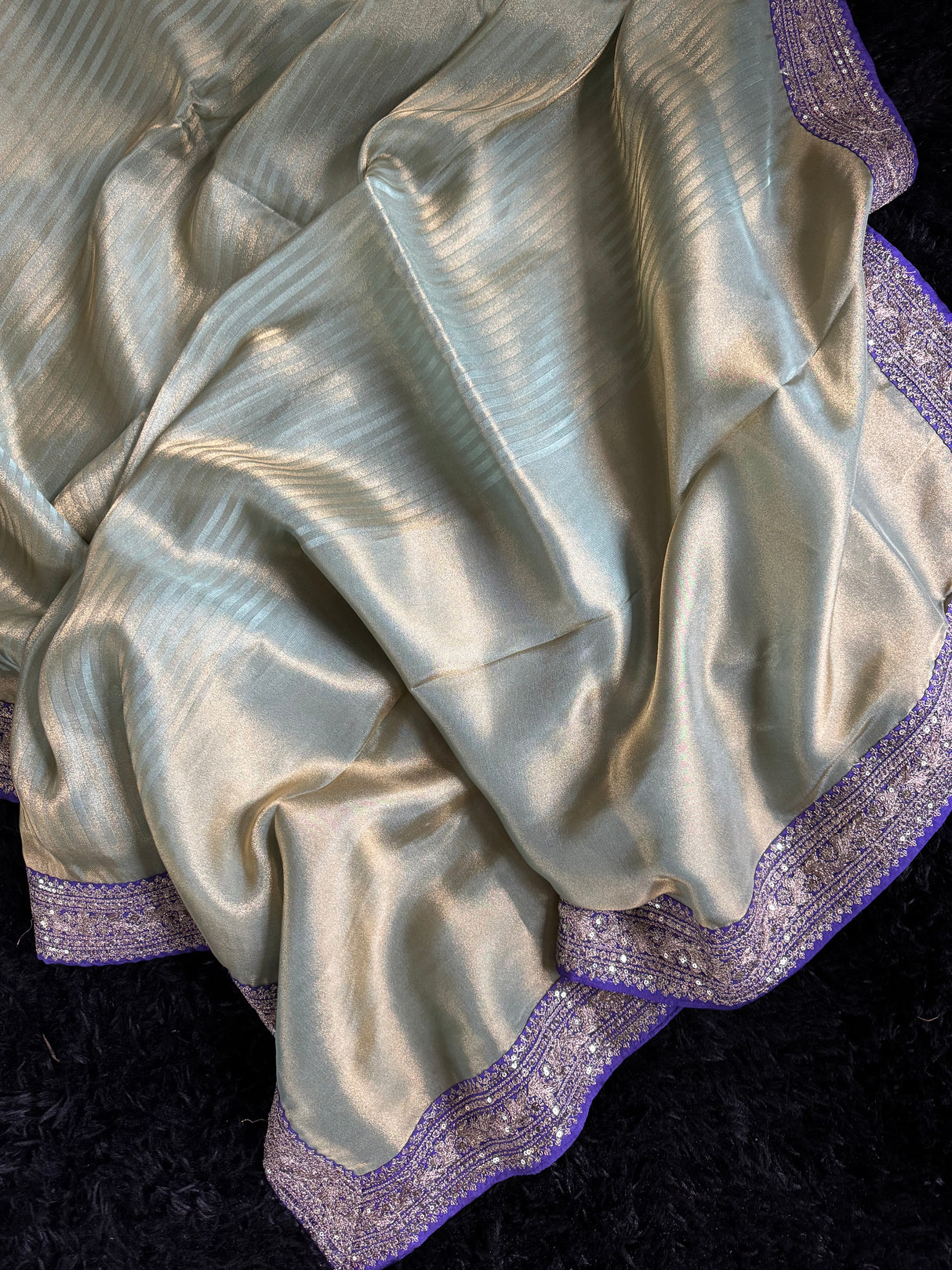 Purple Mint Green Shimmer Tissue Crepe