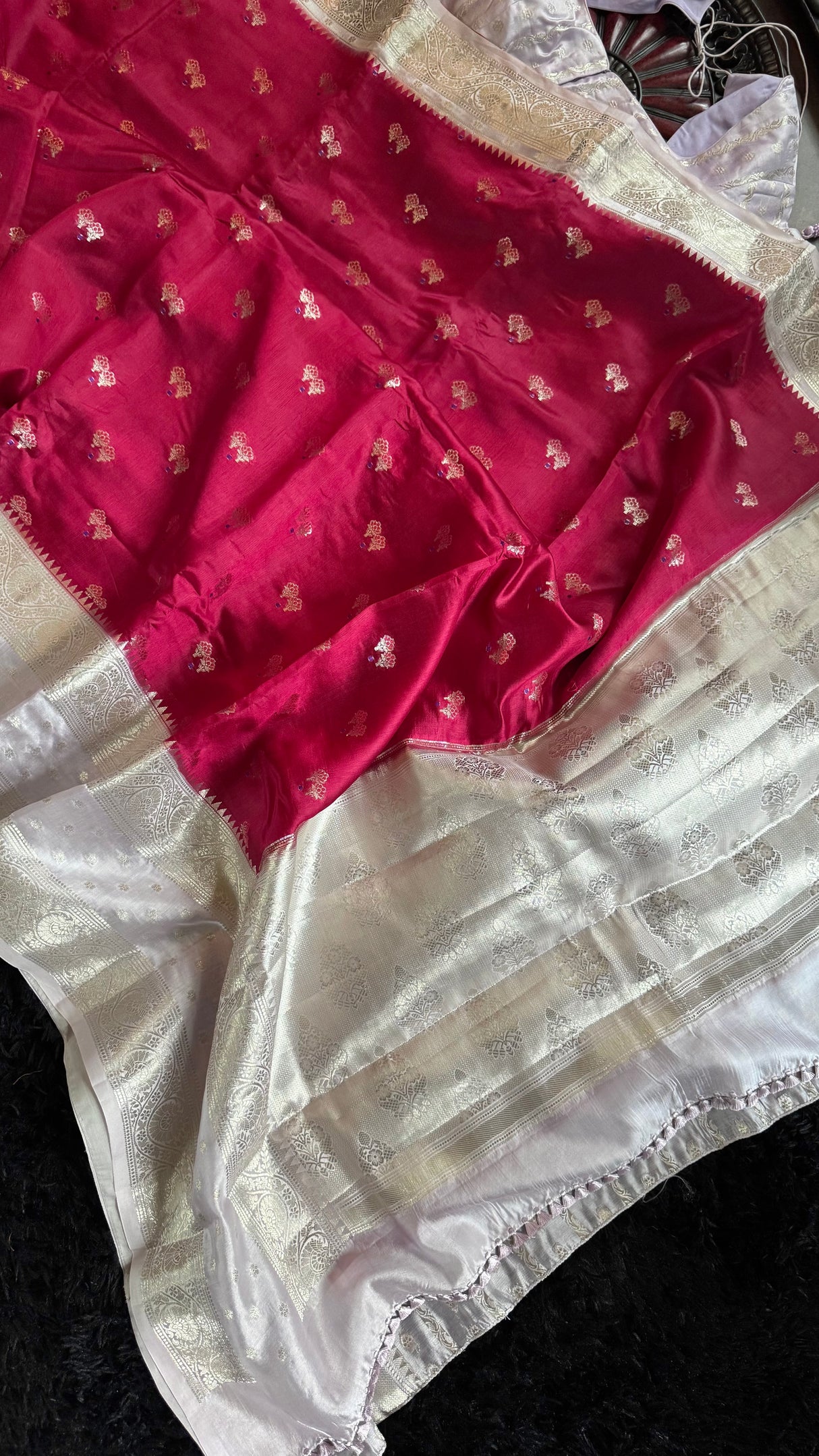 Red Lilac Banaras Raw Mango Silk