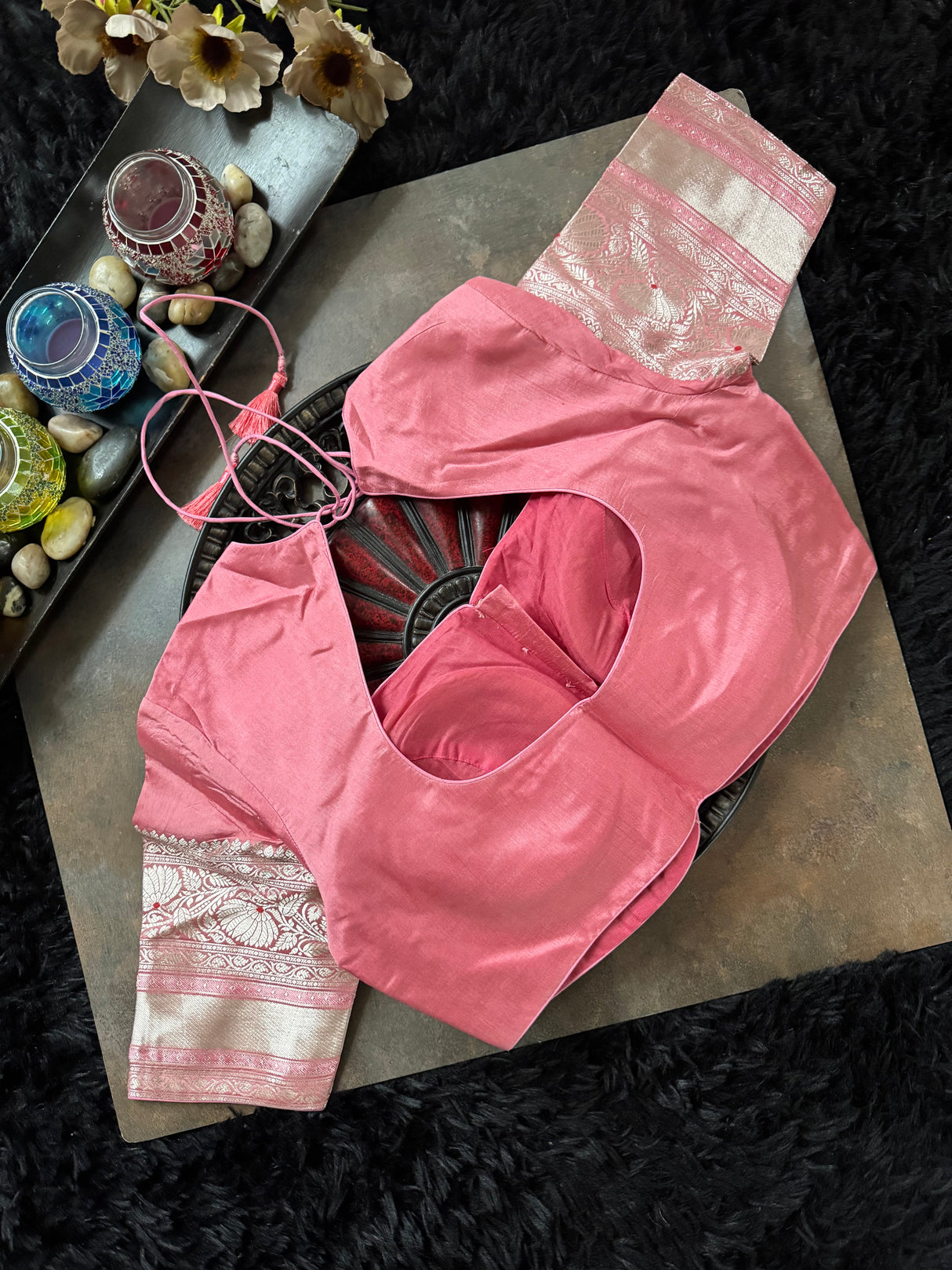 Navy salmon Banaras Raw Mango Silk