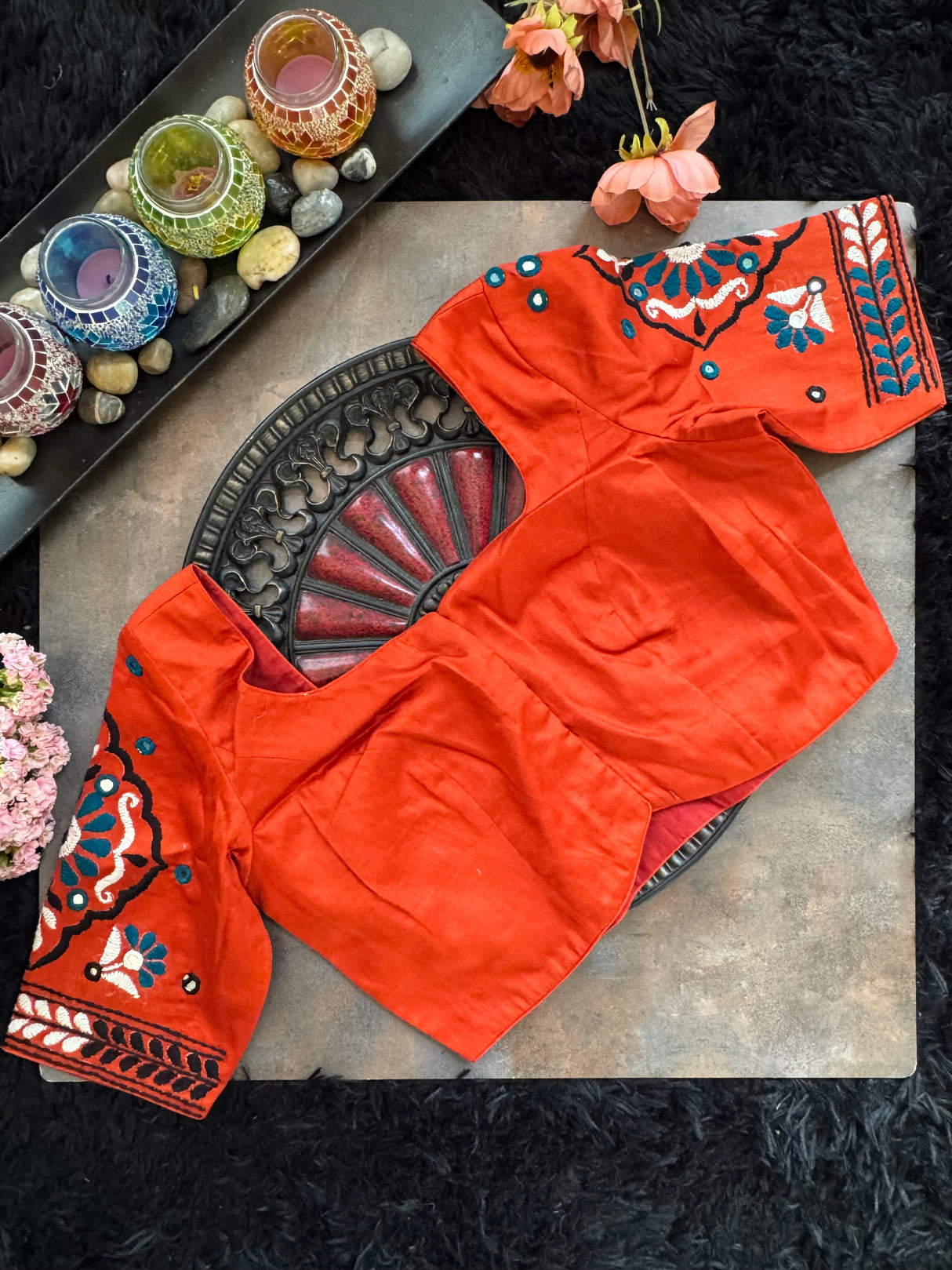 Rust Hand Embroidered Blouse 40