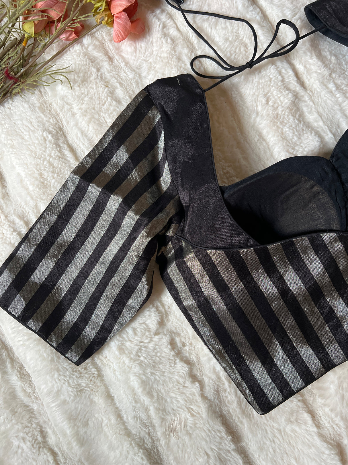 Black and Silver Stripes Tissue Blouse 36