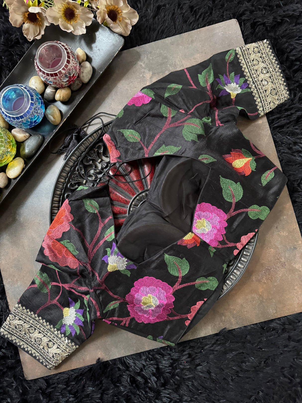 Black Mint Green Shimmer Tissue Crepe