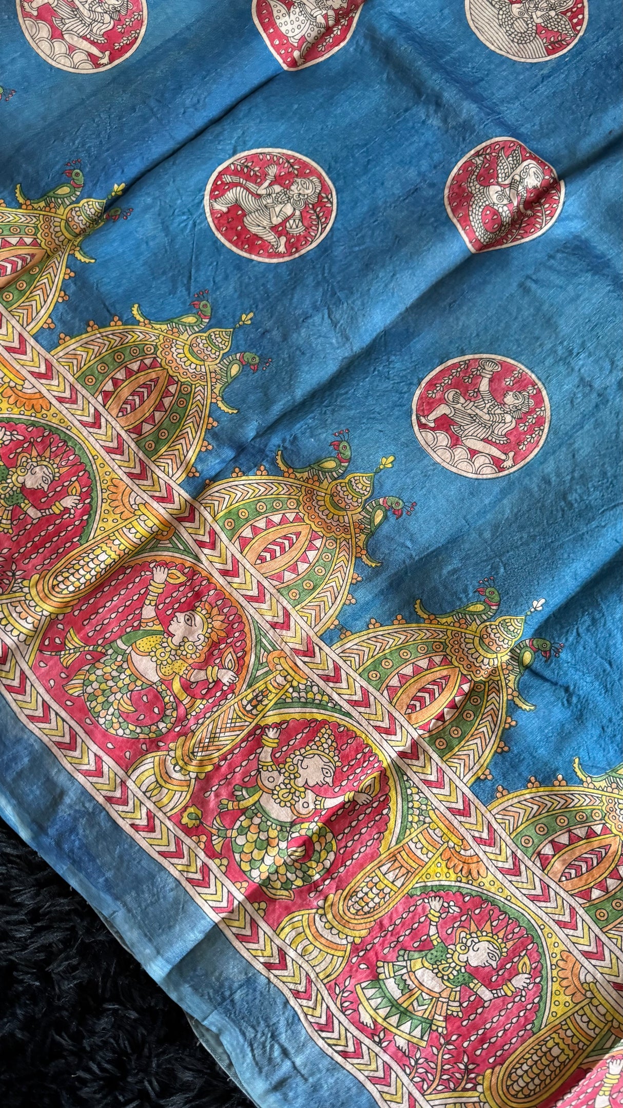 Mata Ni Pachedi - Blue - Tussar Silk