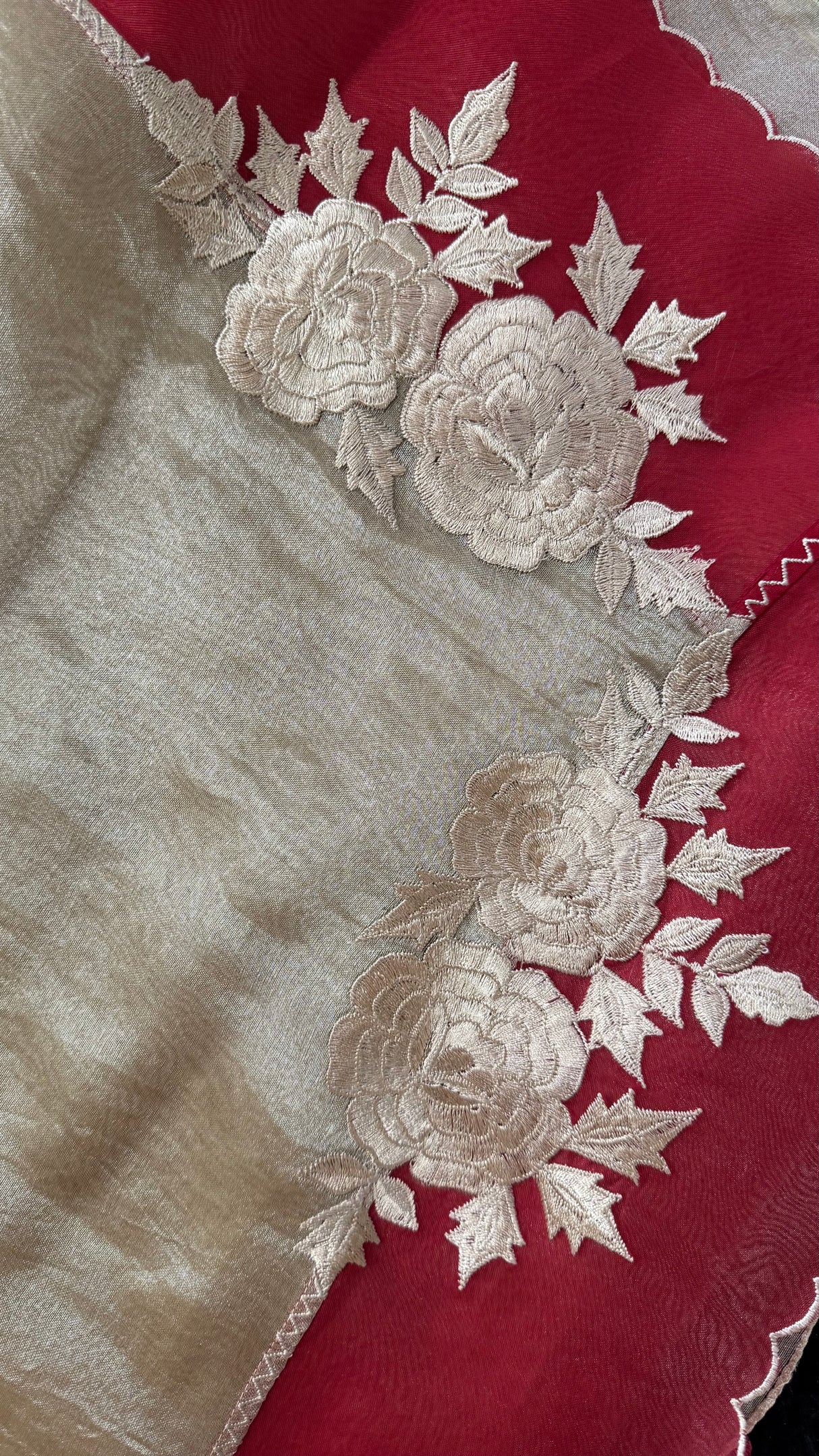 Red and Gold Combo Kora Organza