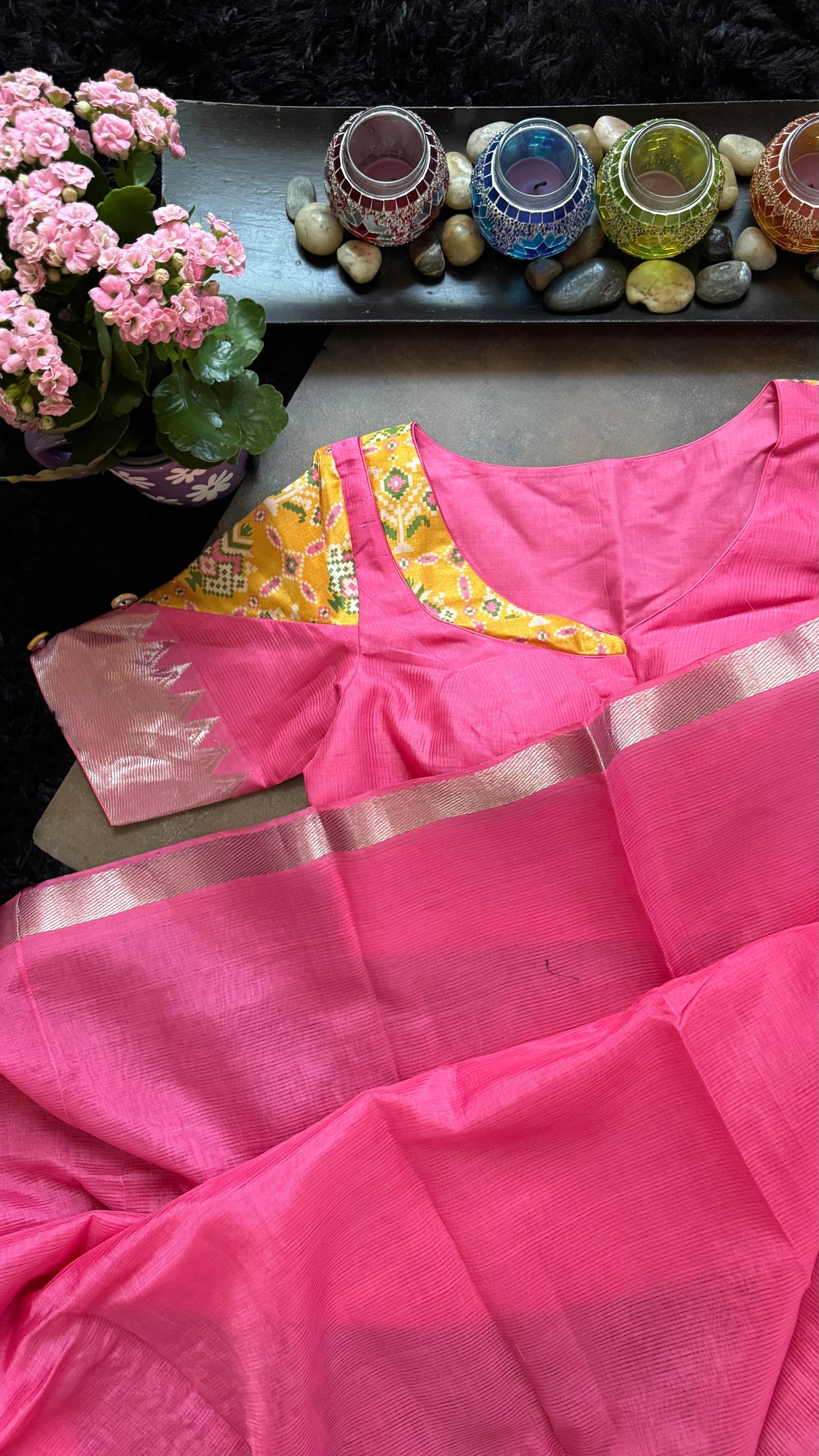 Bubblegum Pink Mangalgiri Pattu