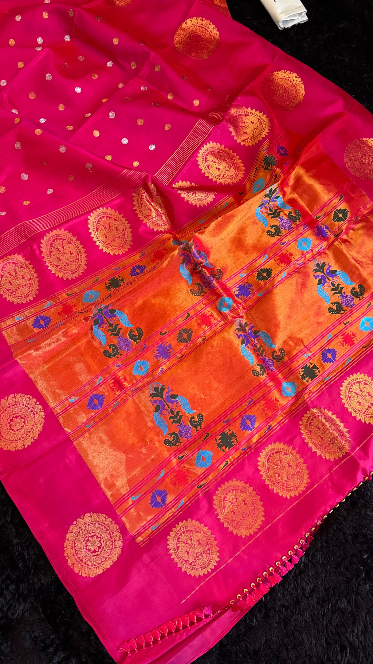 Strawberry Pink/Red Maharani Paithani