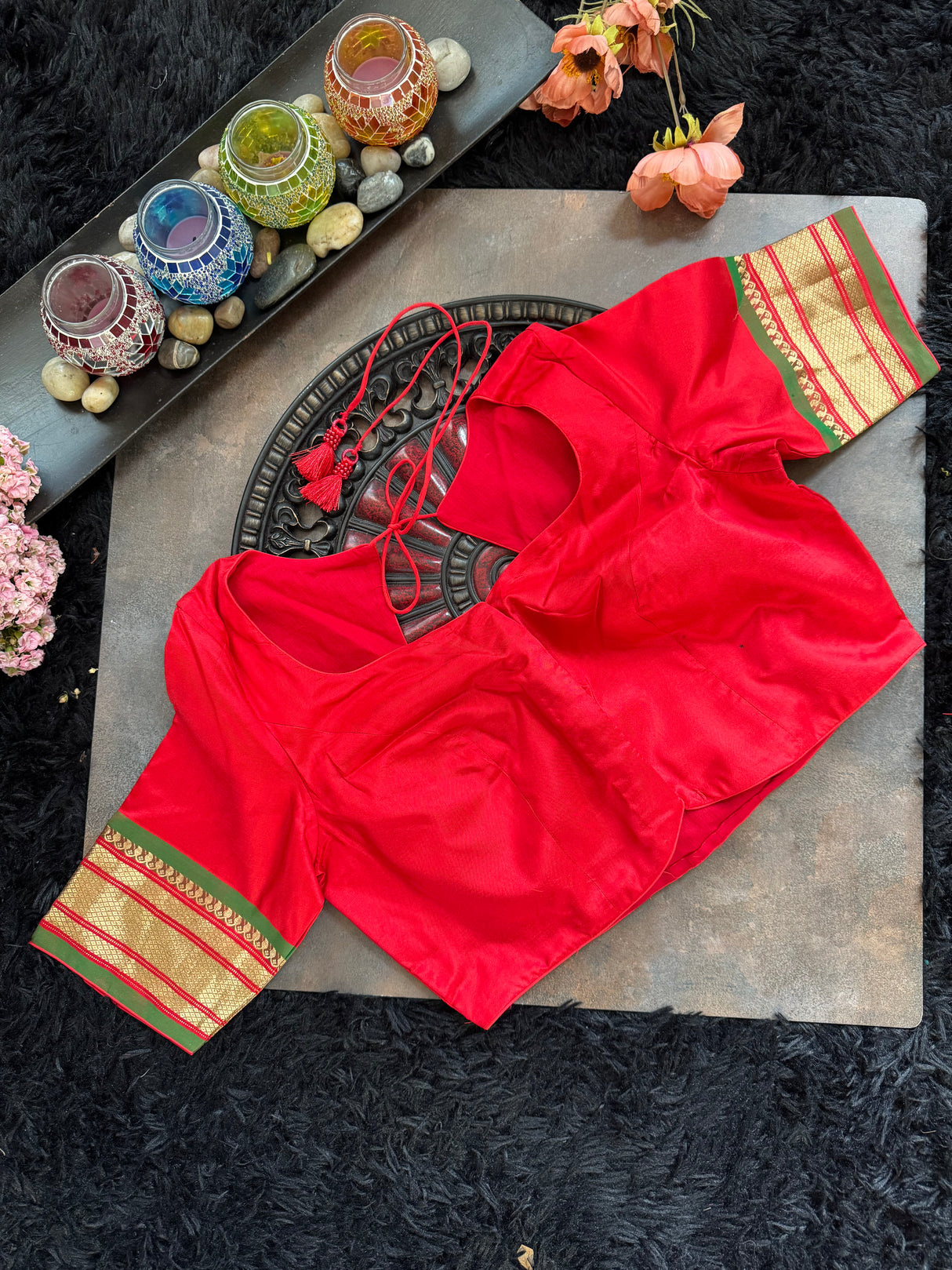Red Yeola Paithani Narali Border Handloom Pure Silk