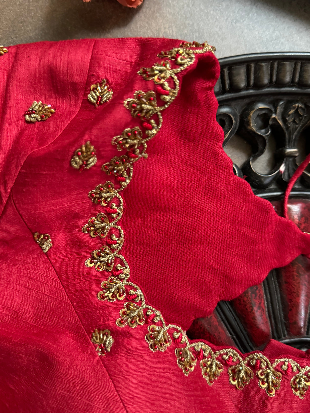 Bridal Blouse RED raw silk