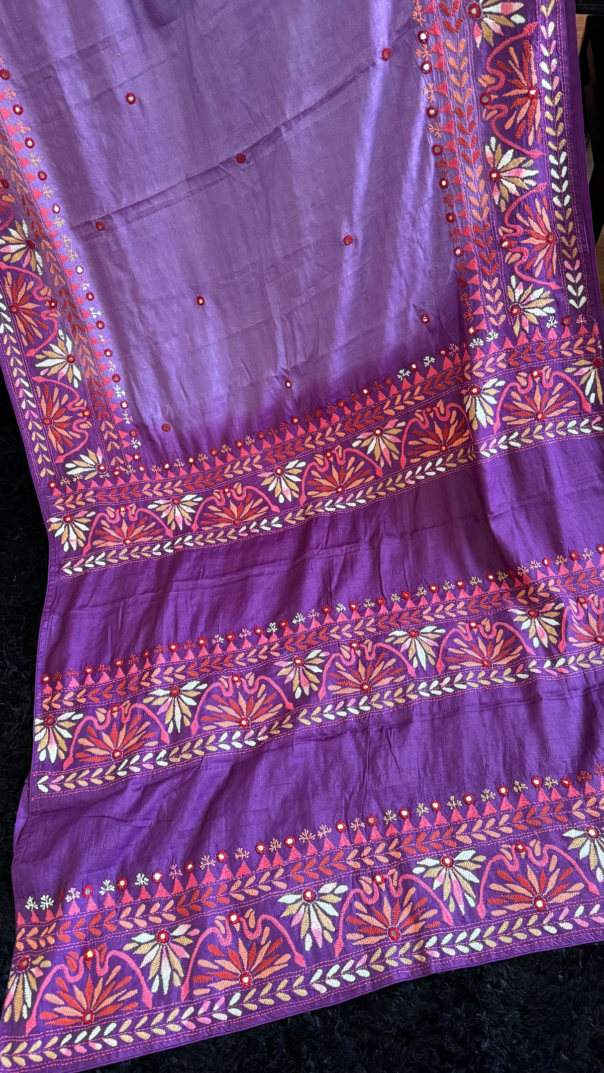 Purple Kathiawadi Hand Embroidered