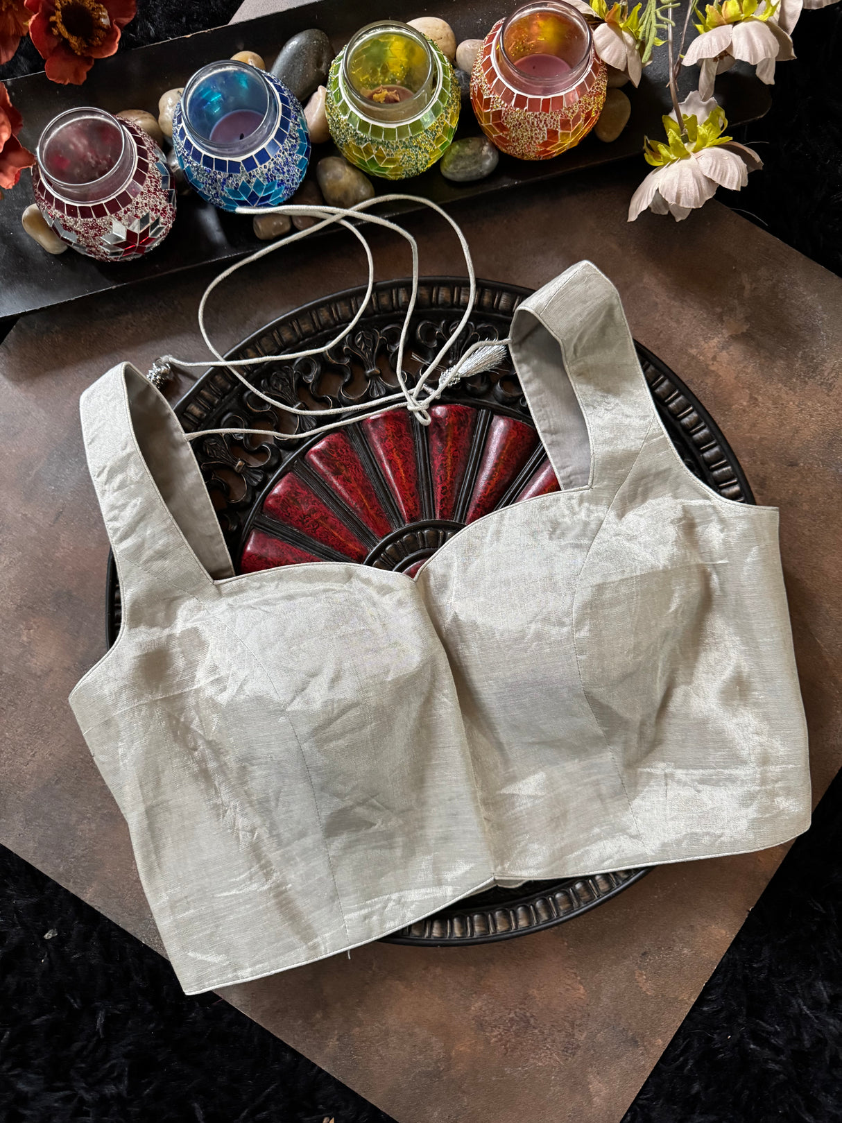 Silver Tissue Sleeveless Blouse 38
