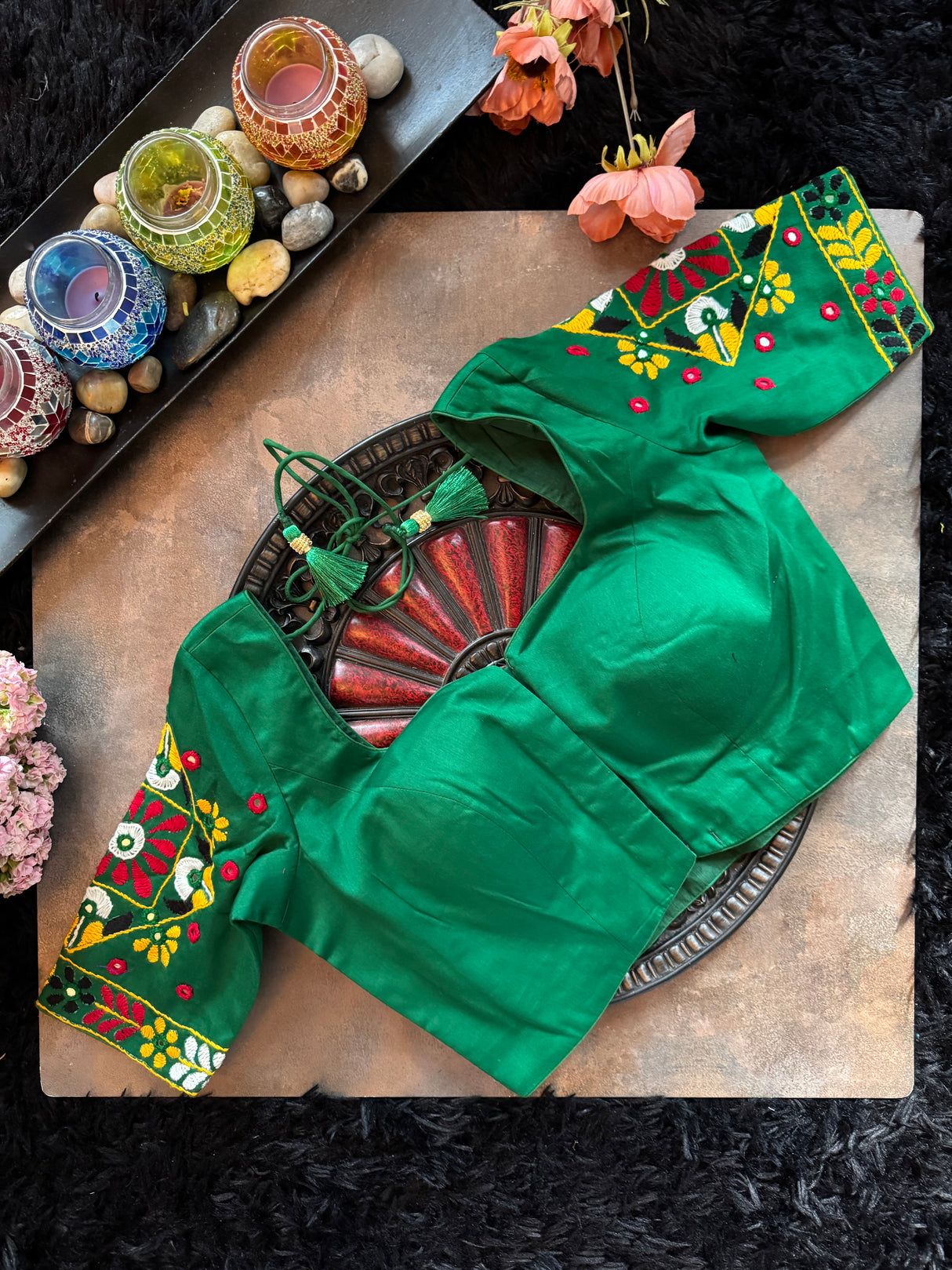 Green Hand Embroidered Blouse 36